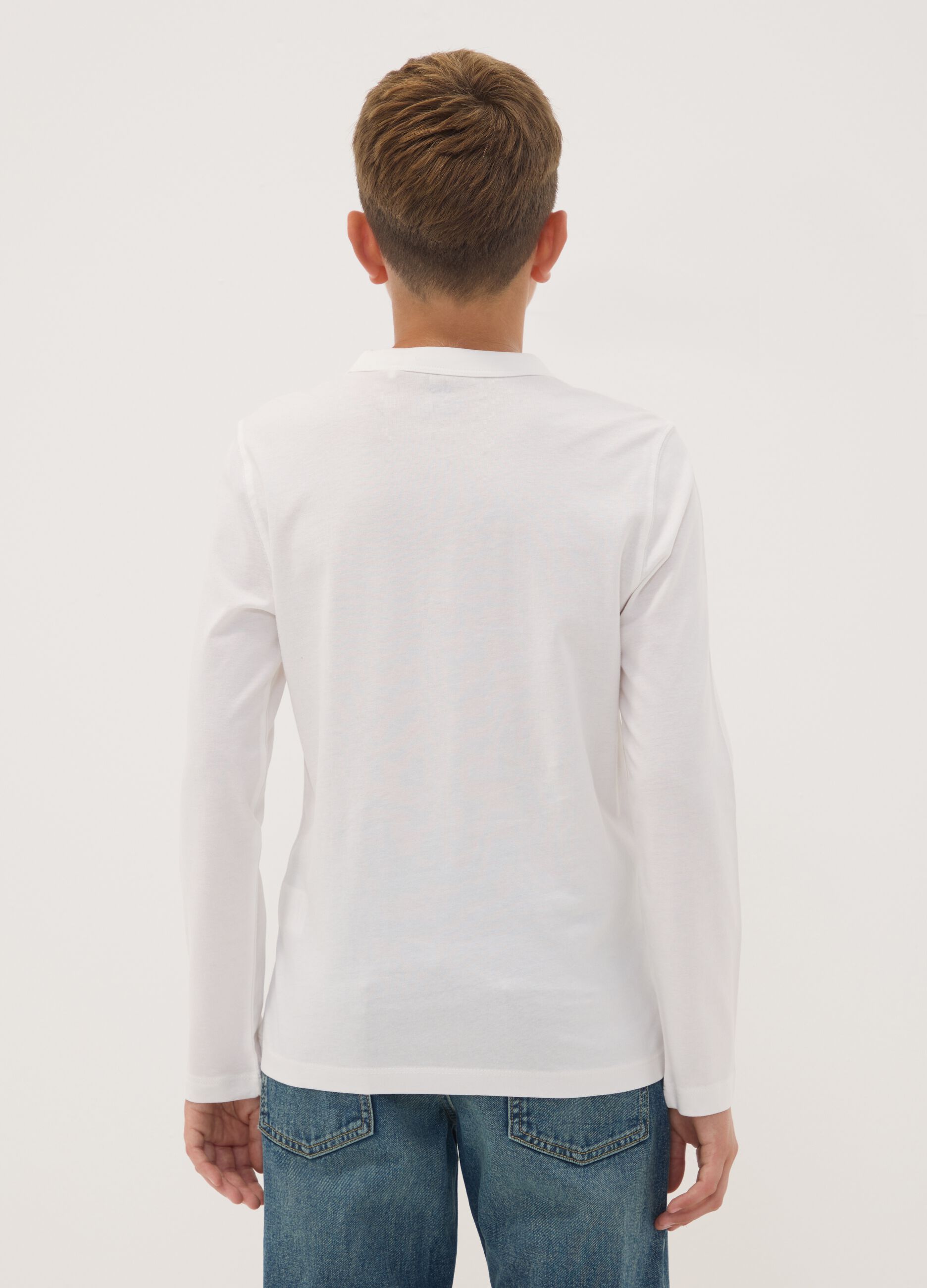 White pure organic cotton T-shirt with varsity print
