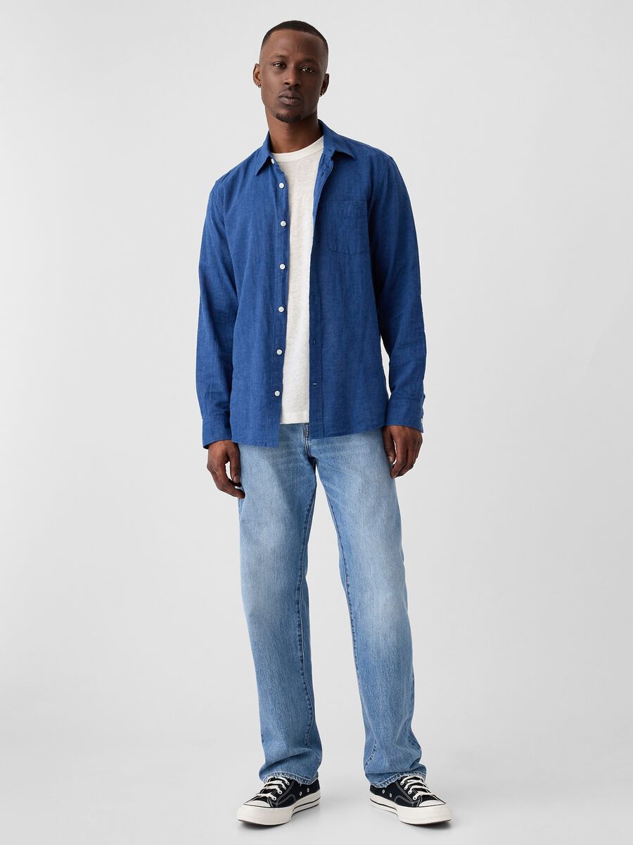 T-shirt with round neck in linen blend_1