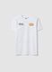 Boy's white pure cotton T-shirt, regular fit with prints_0