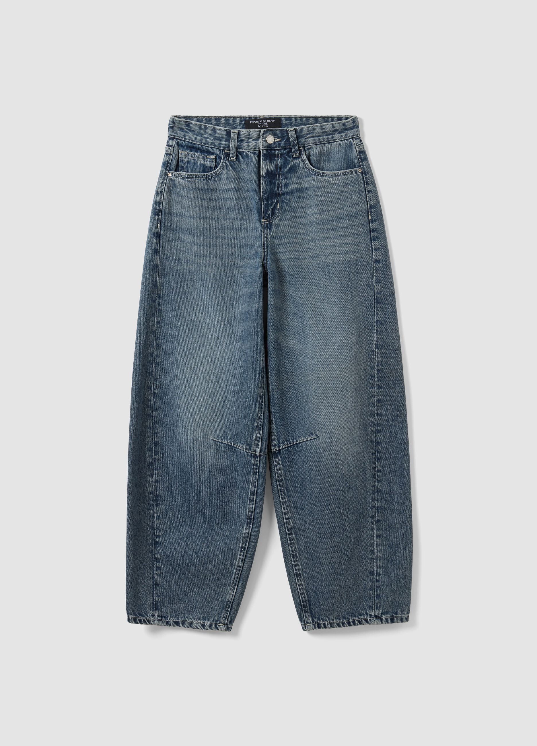 Pure cotton denim balloon-fit jeans