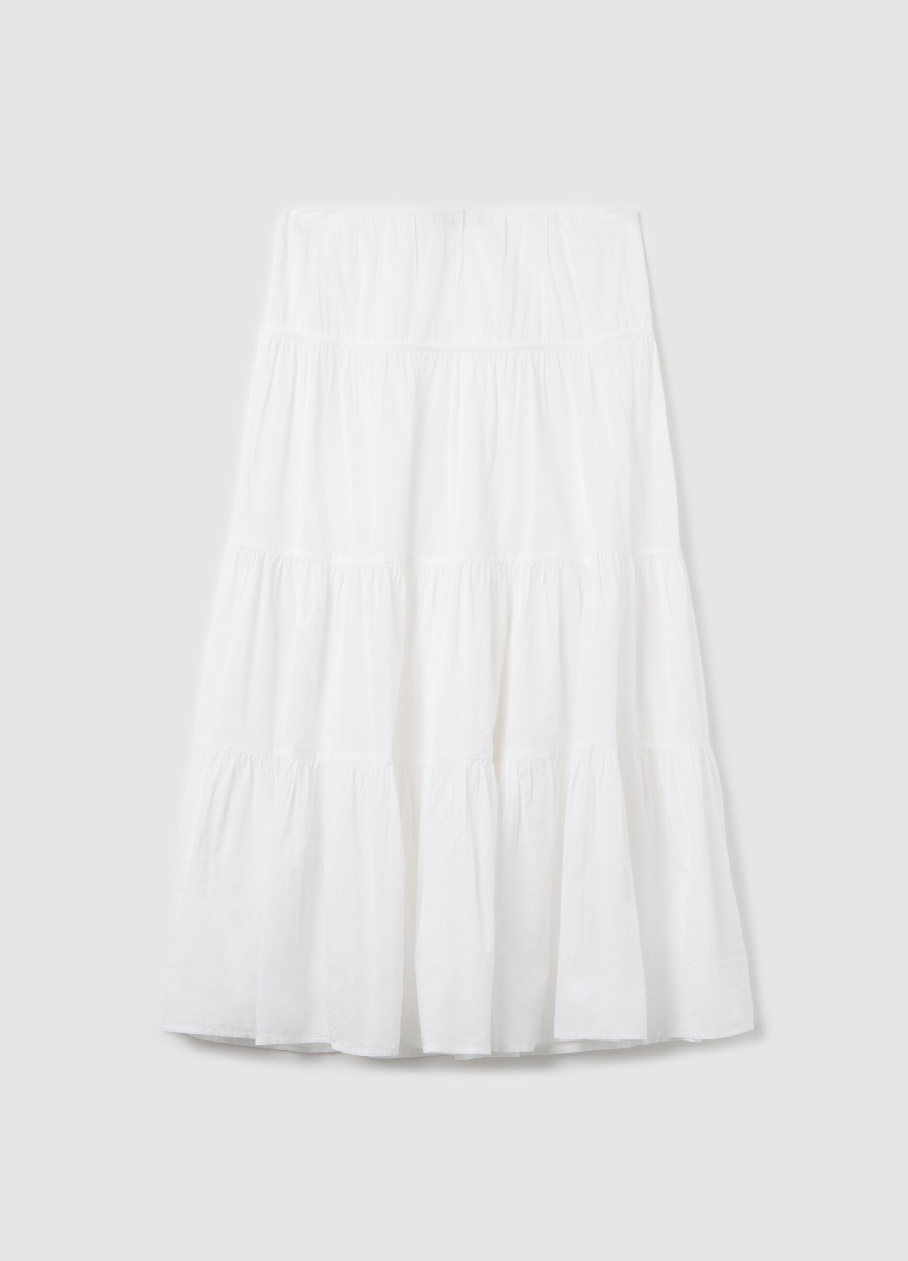 Long white tiered skirt