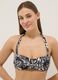 Black stretch bandeau bikini top with floral print_0