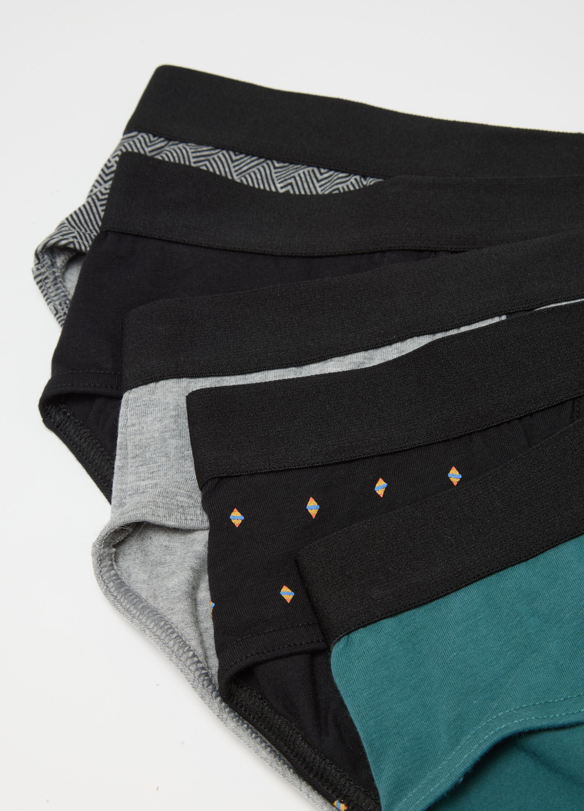 Multicolour stretch cotton multipack briefs