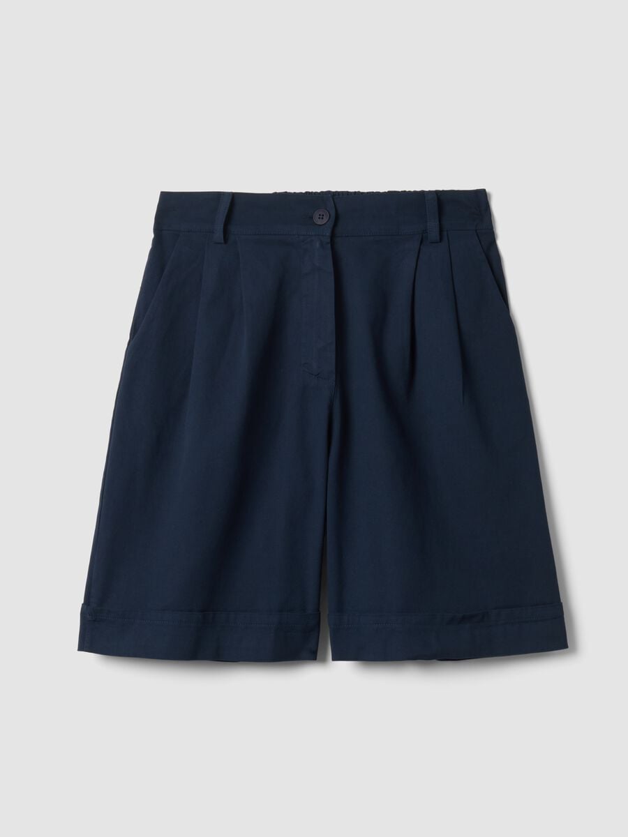 Shorts blu in cotone elasticizzato_4