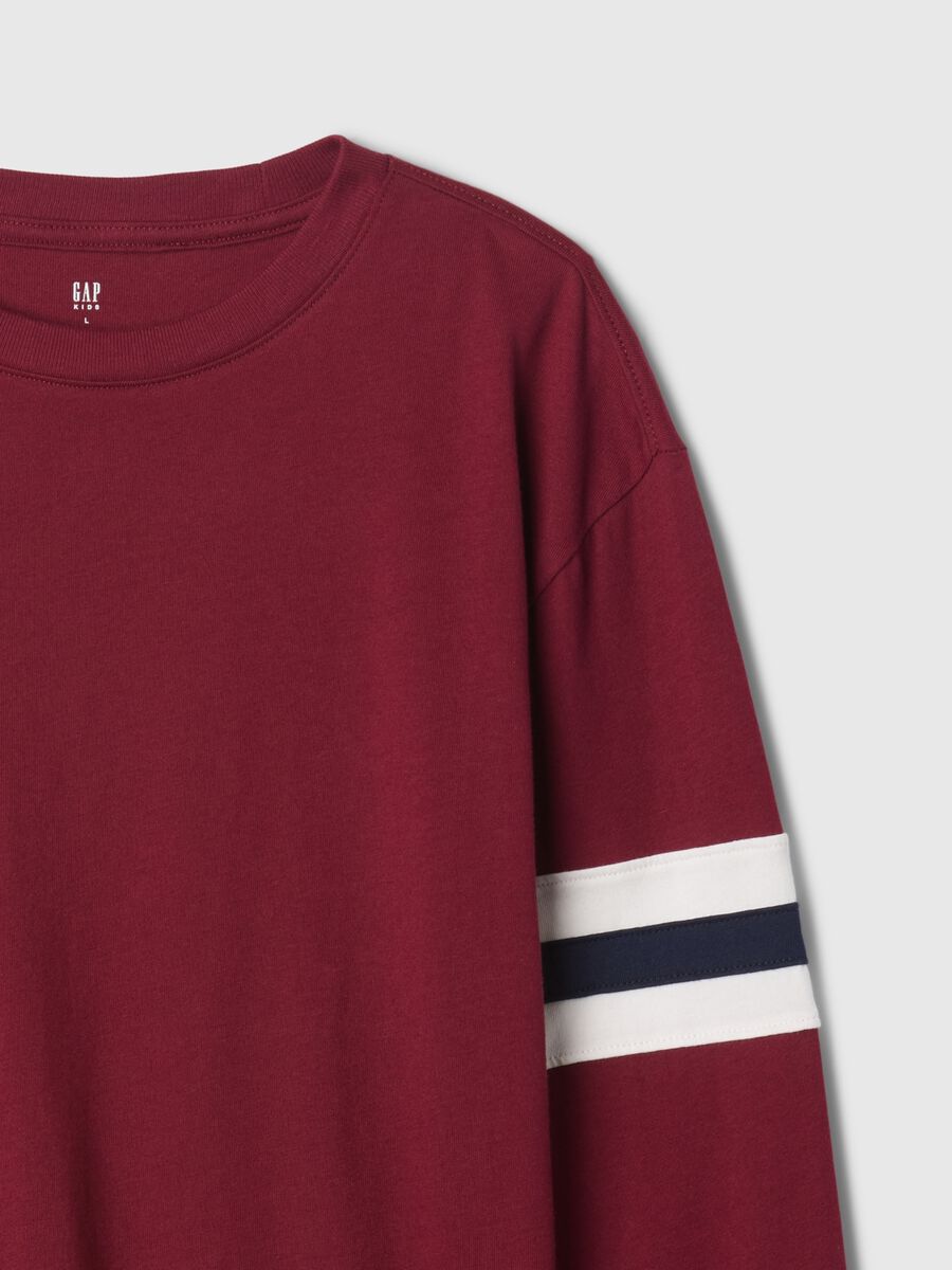 T-shirt a maniche lunghe con inserto a righe _1