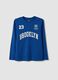 Blue pure organic cotton T-shirt with front print for boys_0