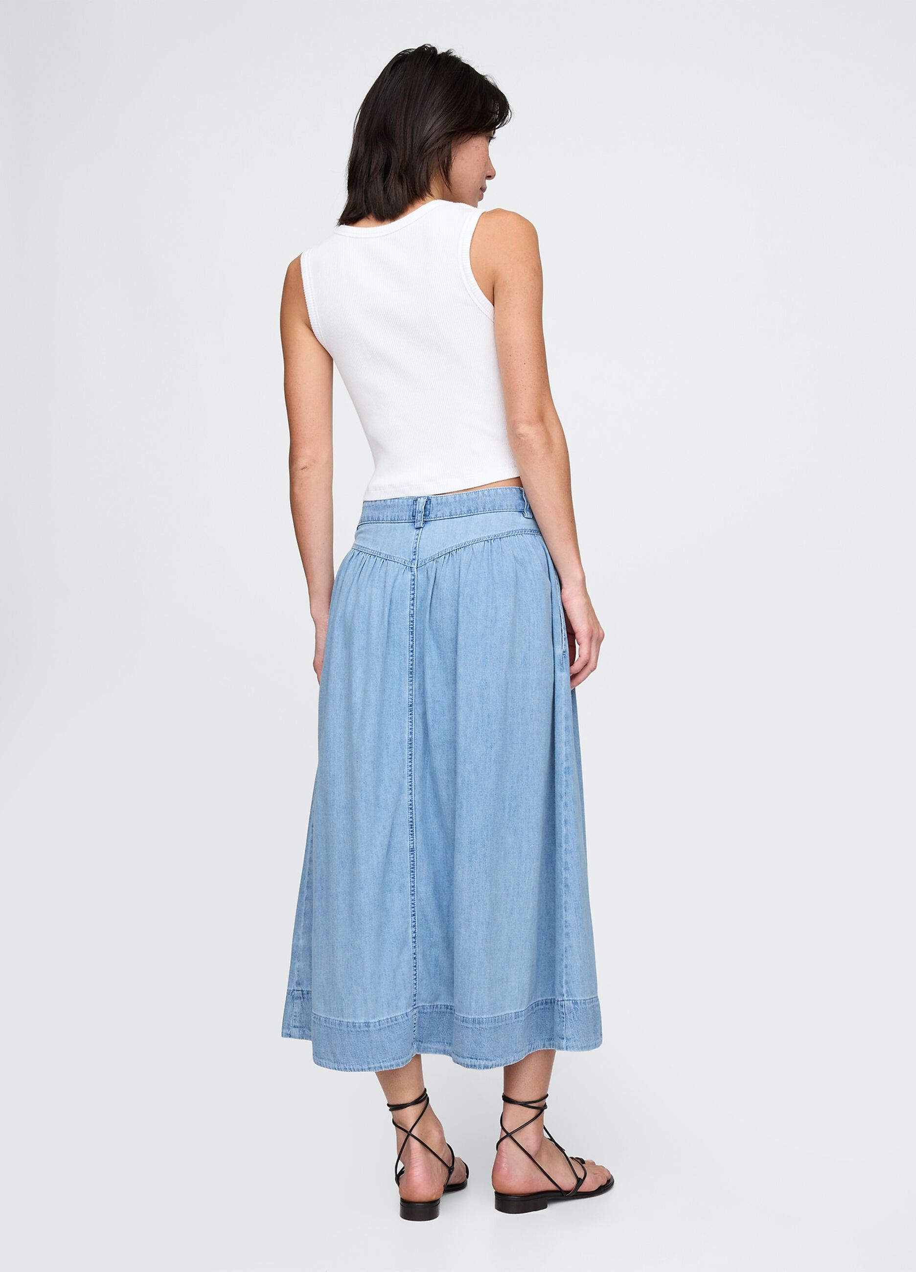 Long denim skirt