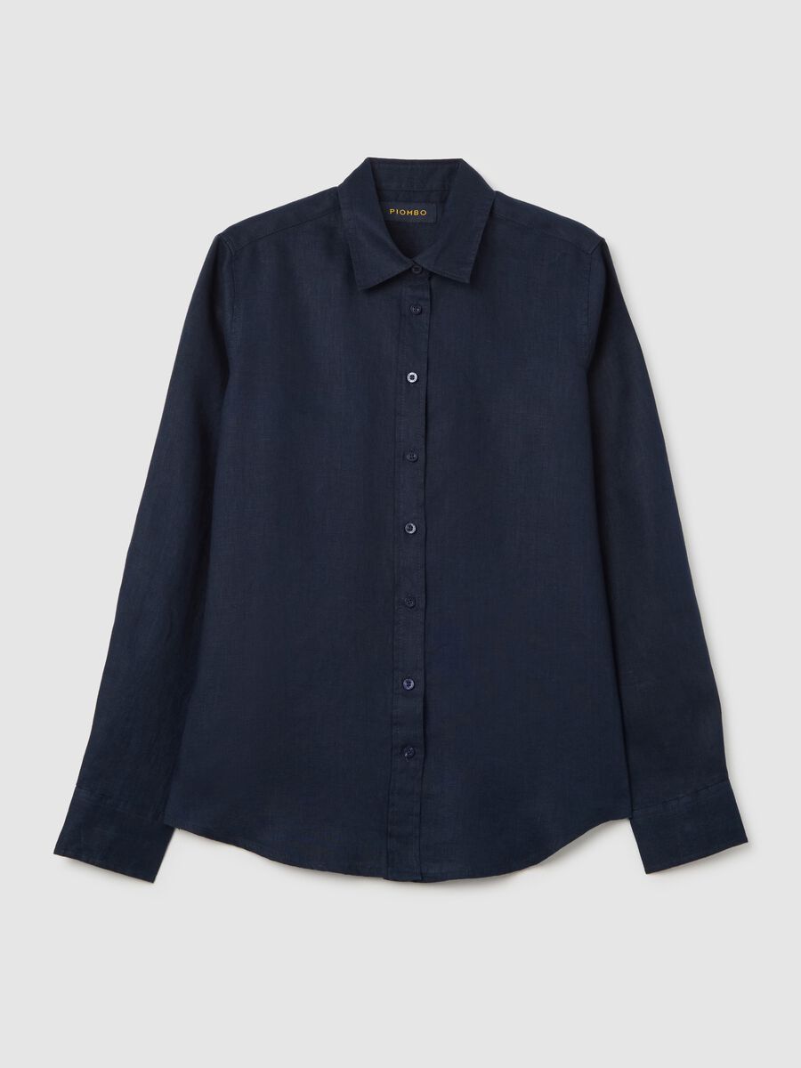 Blue regular-fit shirt in linen_4