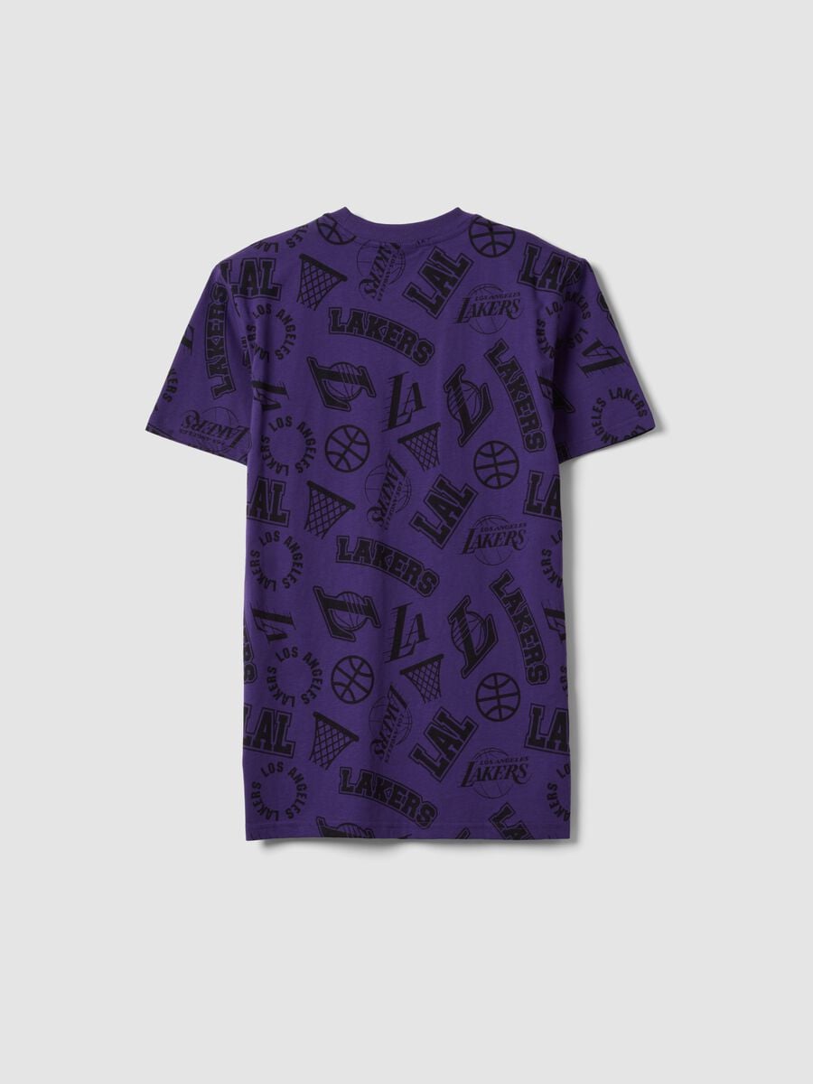 T-shirt viola in puro cotone con stampa Lakers per ragazzo_4
