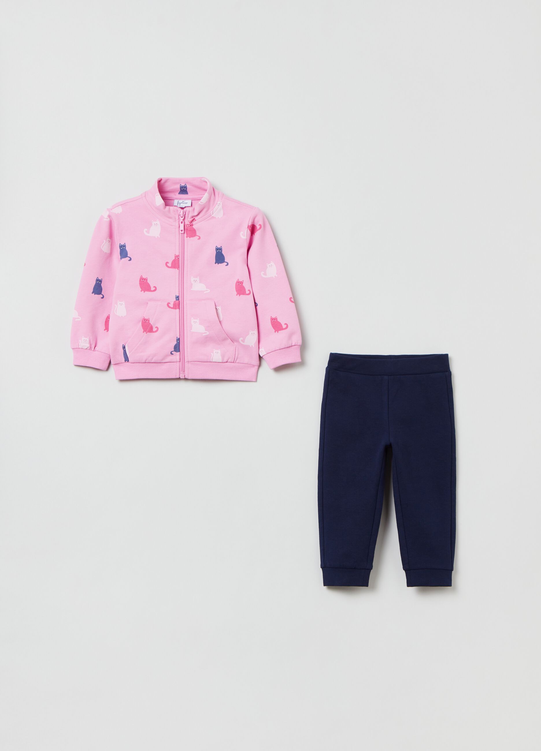 Jogging set with kitten print