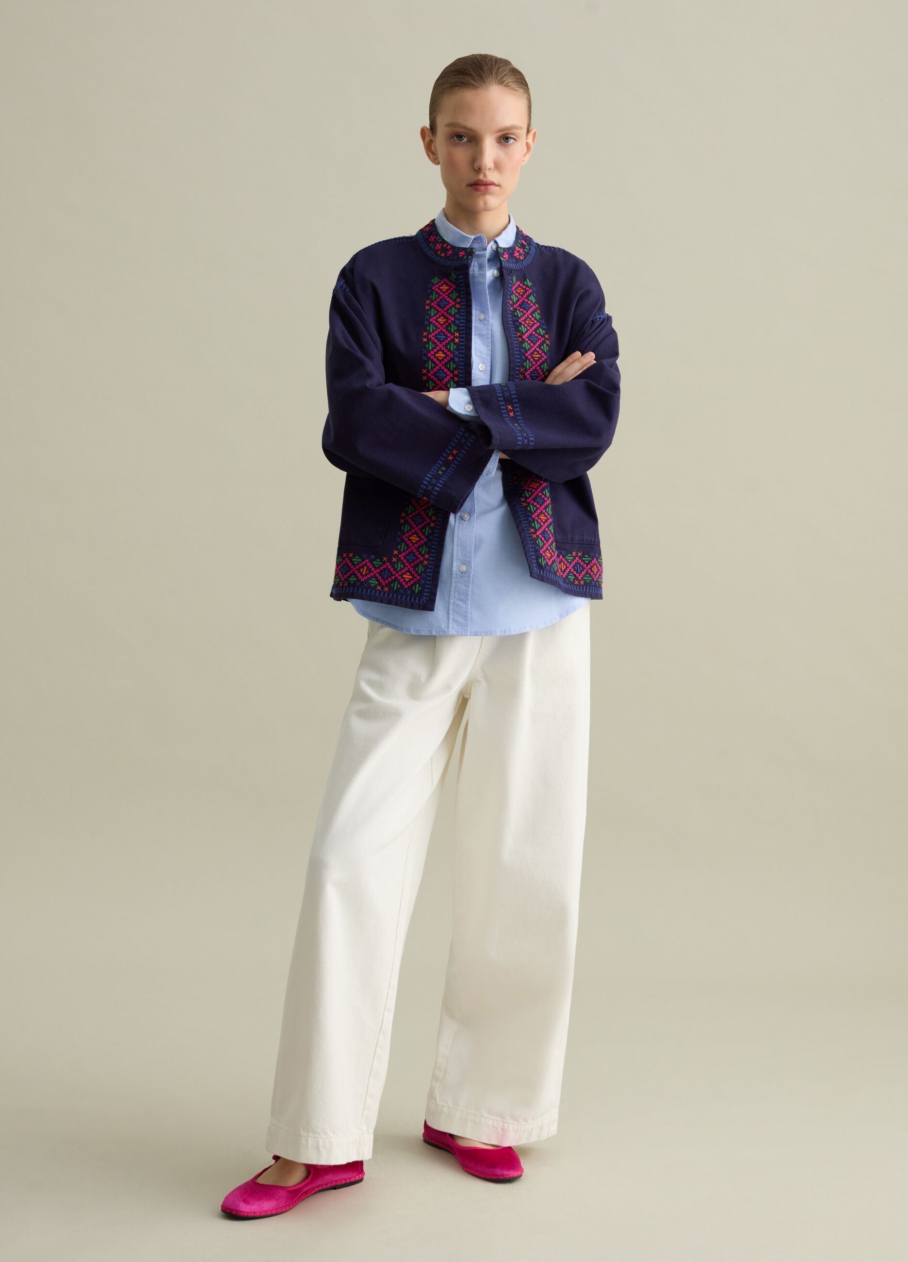 Giacca kimono con dettagli etnici