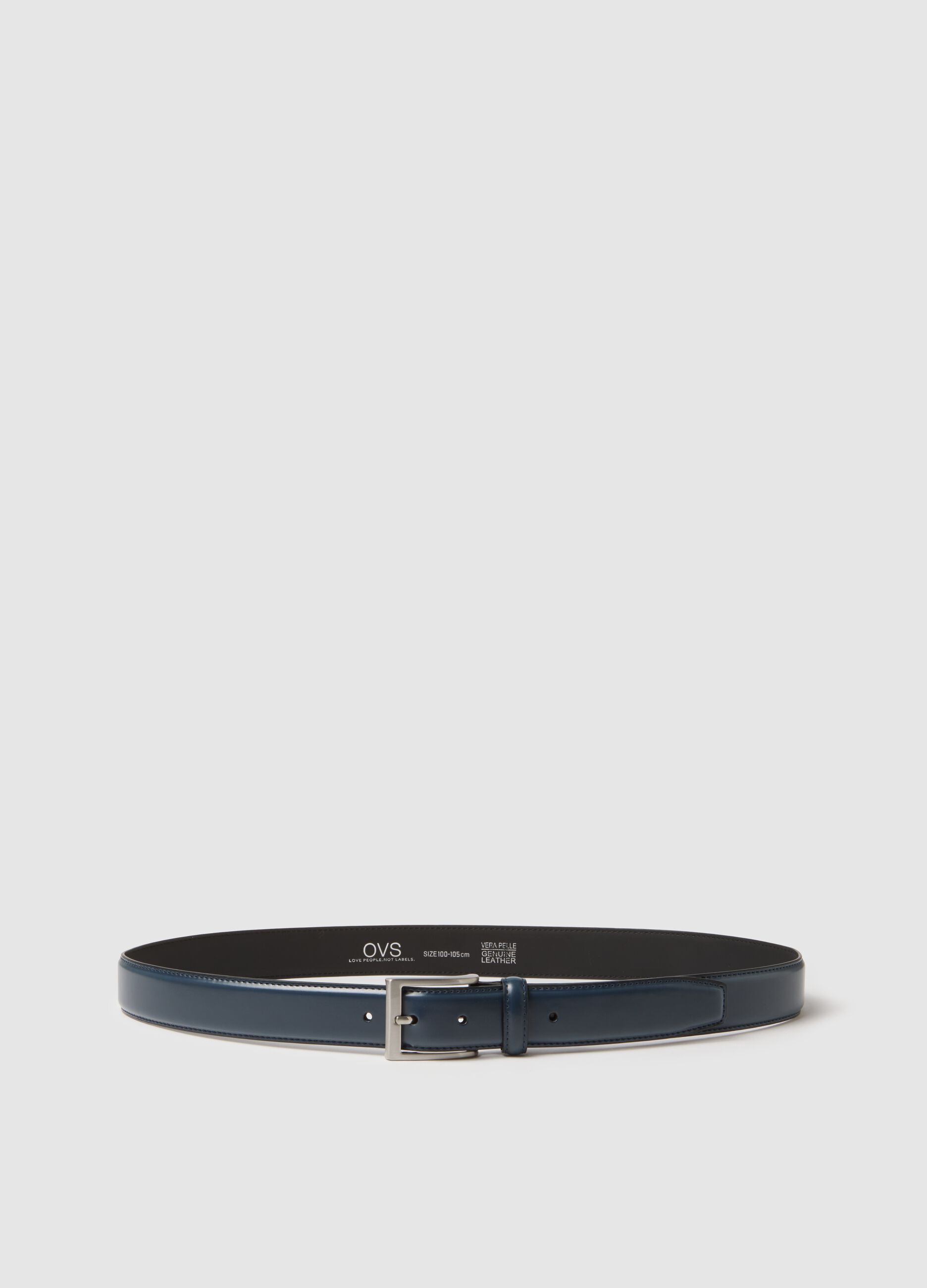 Blue genuine leather belt