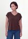 Brown pure viscose V-neck T-shirt, regular fit_2
