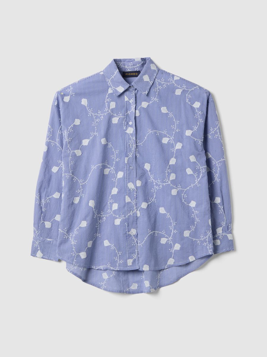 Sky blue pure cotton floral regular fit shirt_4