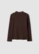 Brown long-sleeve high-neck T-shirt in pure organic cotton_1