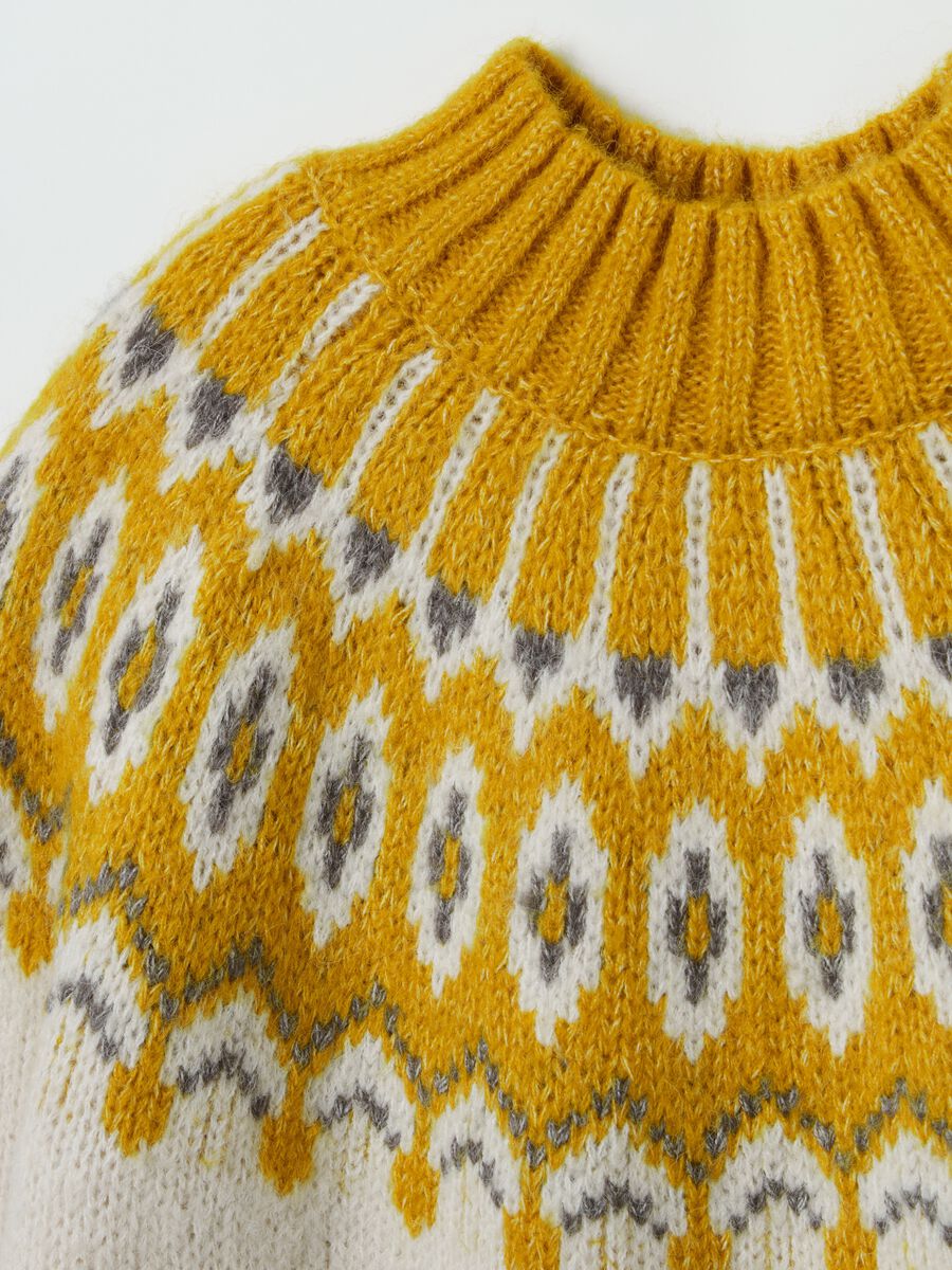 Mock neck pullover with jacquard drawing_5