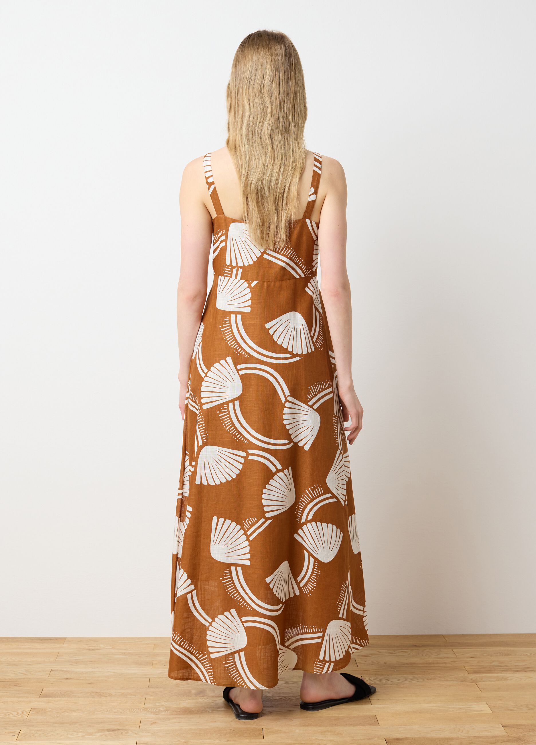 Women's Long Dress in Pure Cotton Multicolour Over