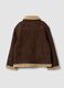 Dark brown genuine leather jacket with zip and contrast trims_2