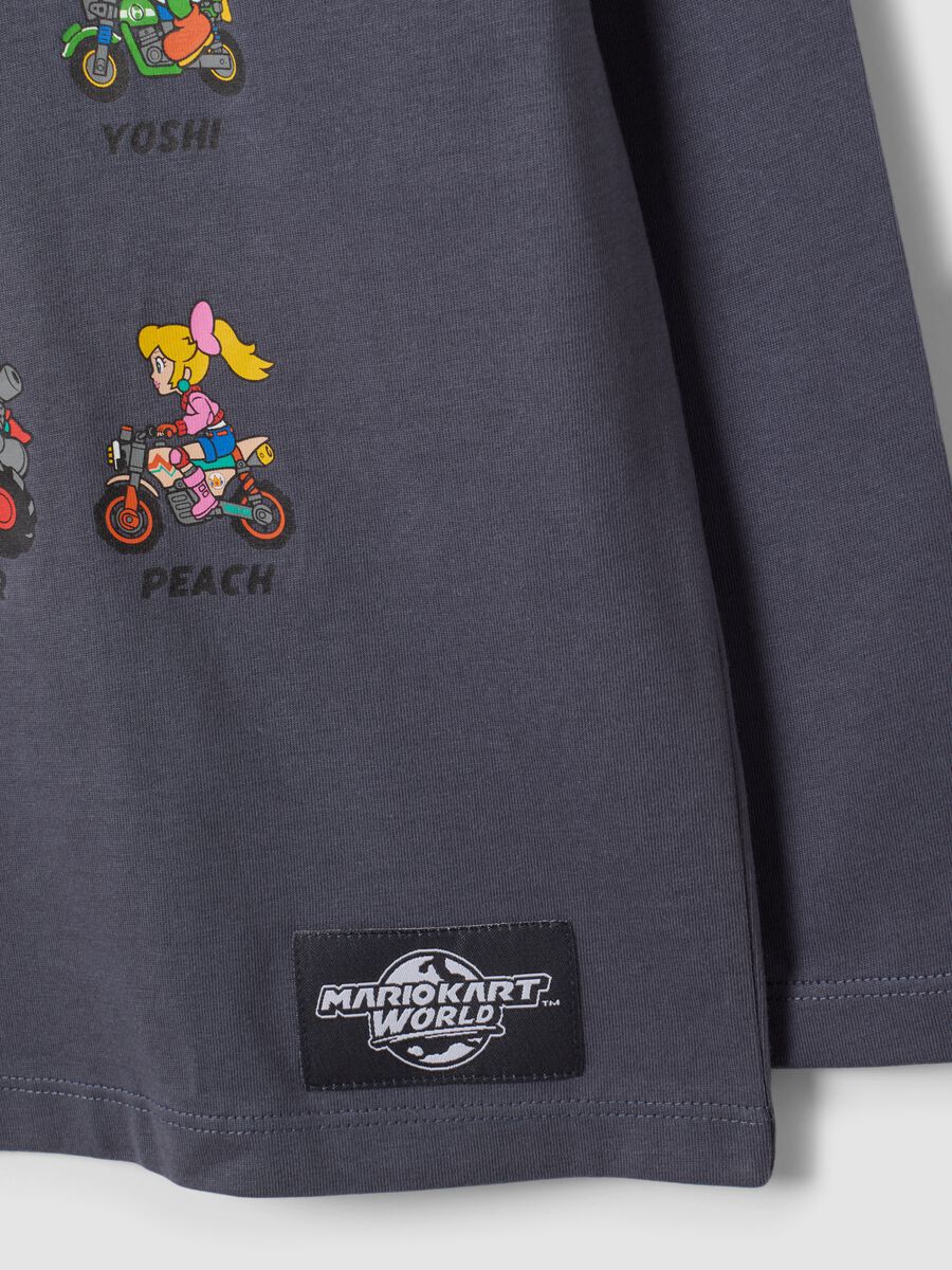 T-shirt grigia in puro cotone con girocollo stampa Mario Kart_2