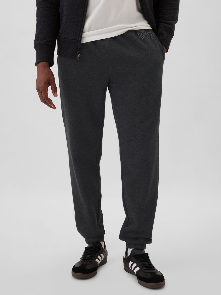 Pantaloni jogger grigi in misto cotone_1