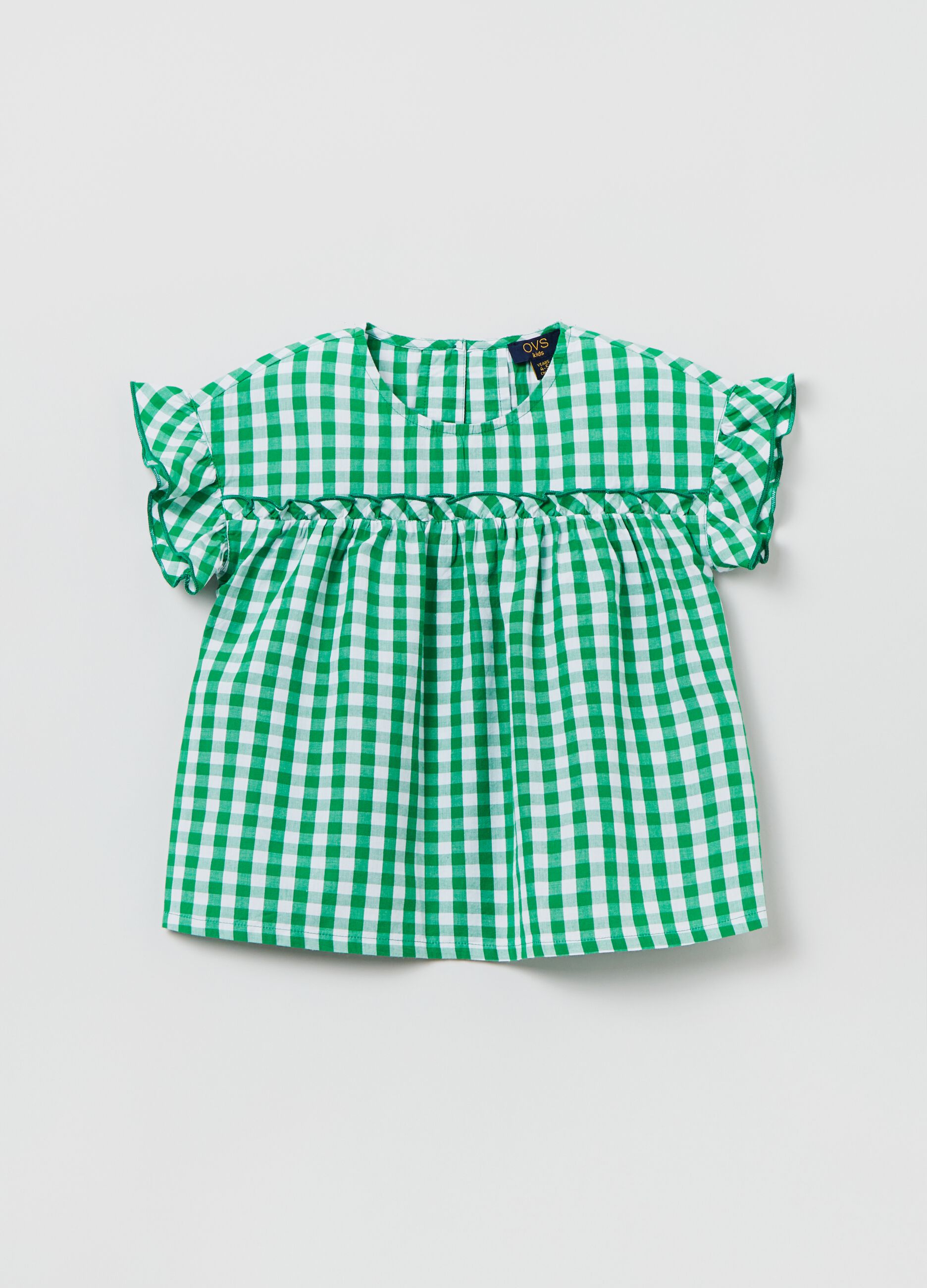 Cotton blouse with gingham pattern