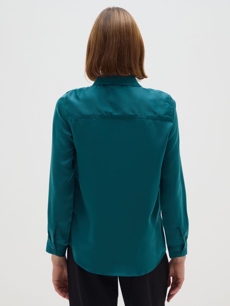 Regular Fit Green Satin Shirt_2