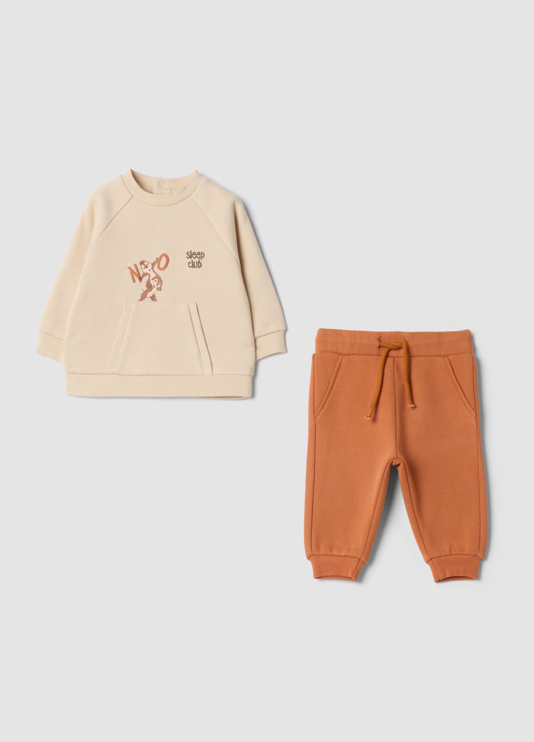 Brown two-piece set in pure organic cotton