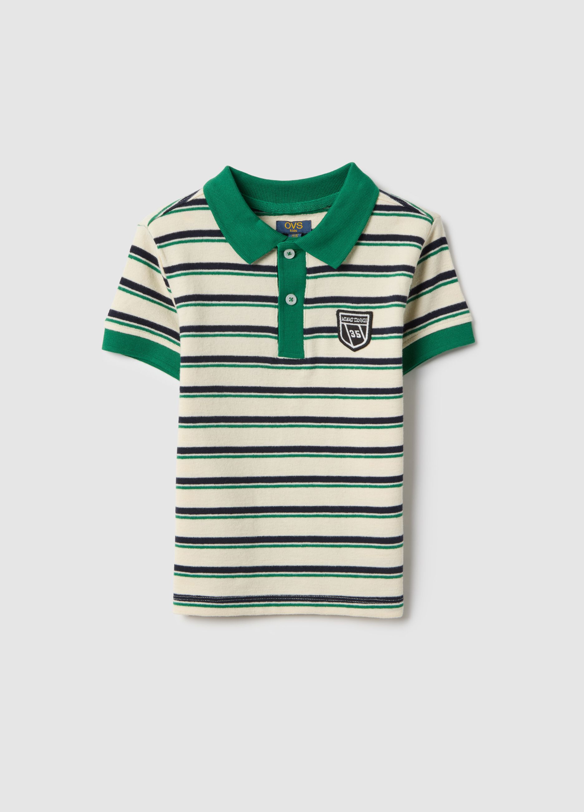 Polo in misto cotone a righe multicolor da bambino regular fit