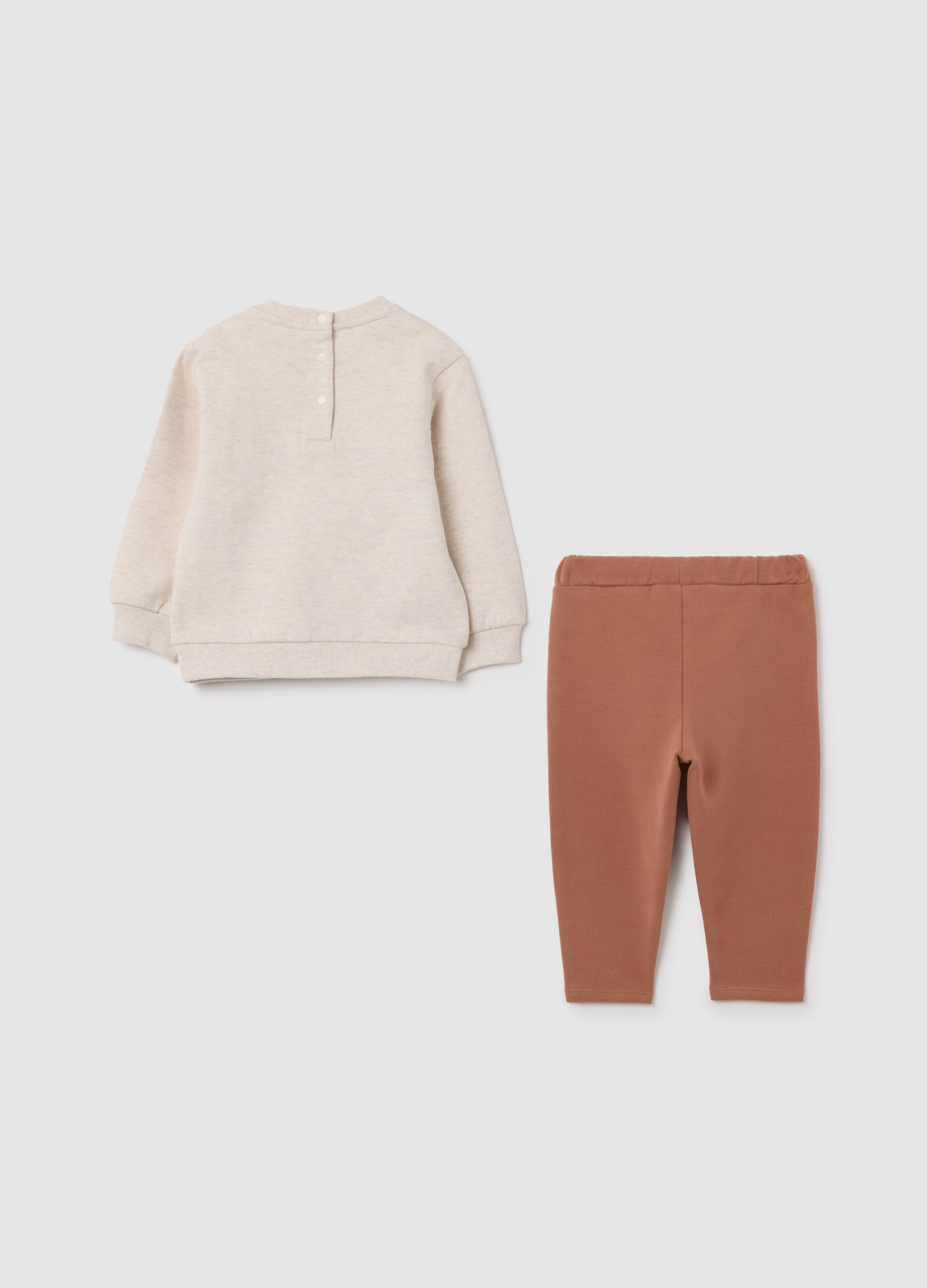 Baby girl outfit in pure beige cotton