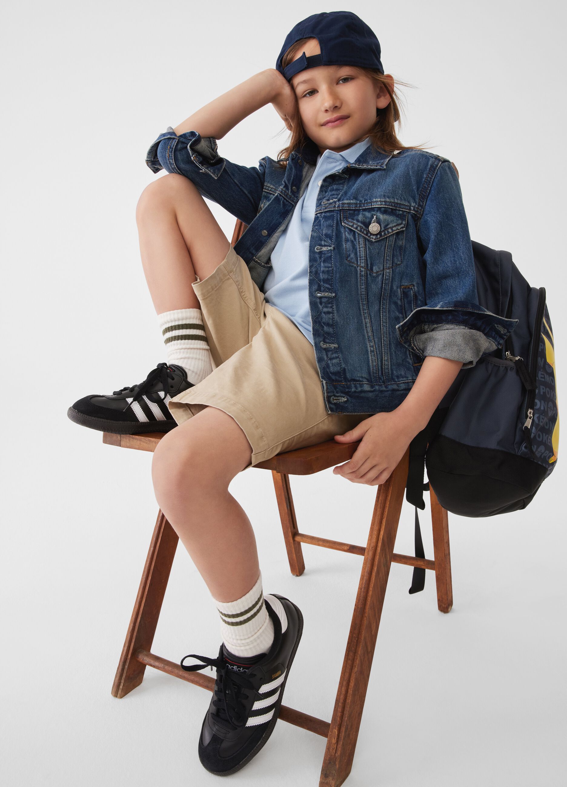 Giacca corta in denim acid wash_4
