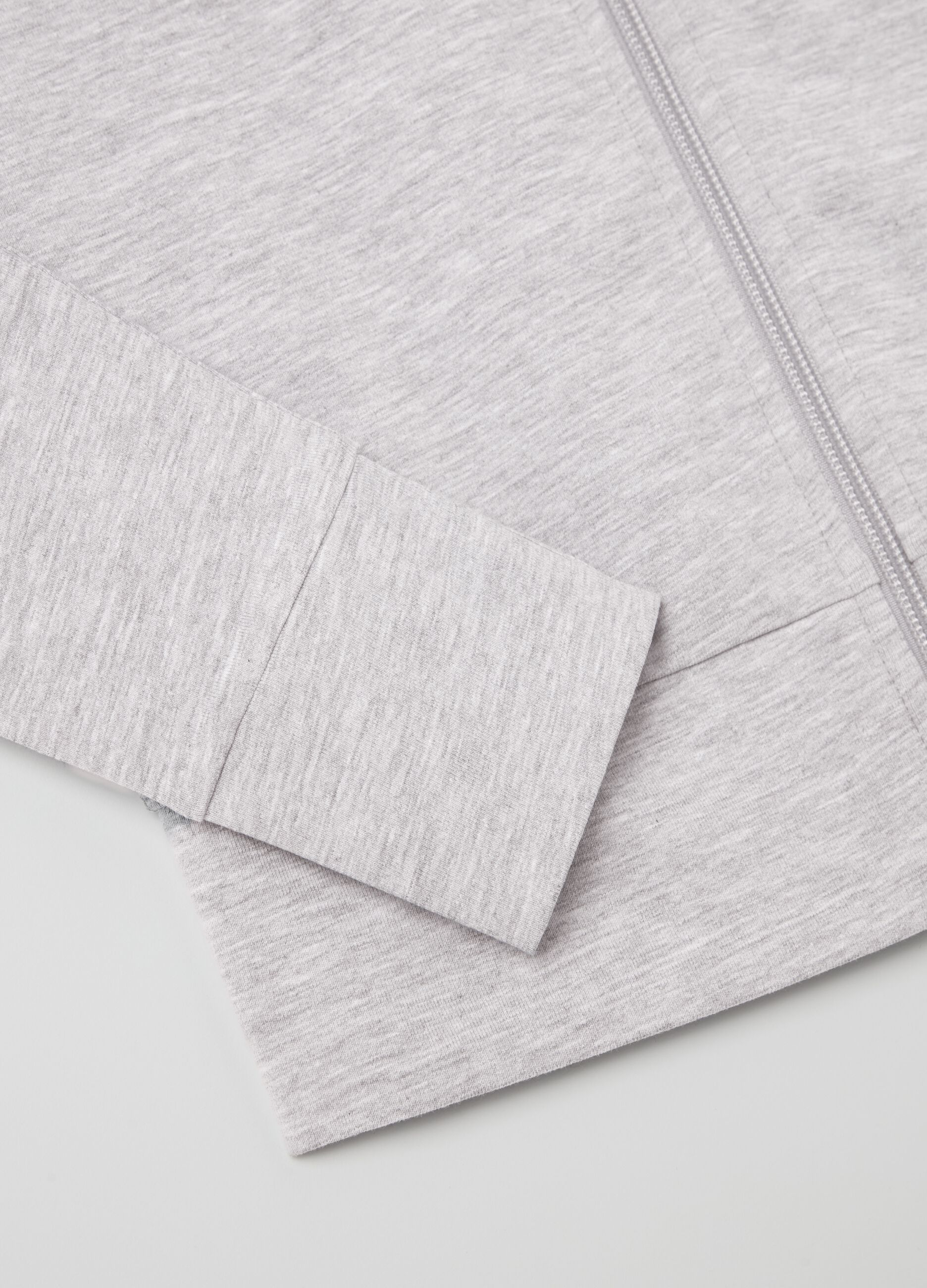 Crop Jersey Full-zip Grey Mélange