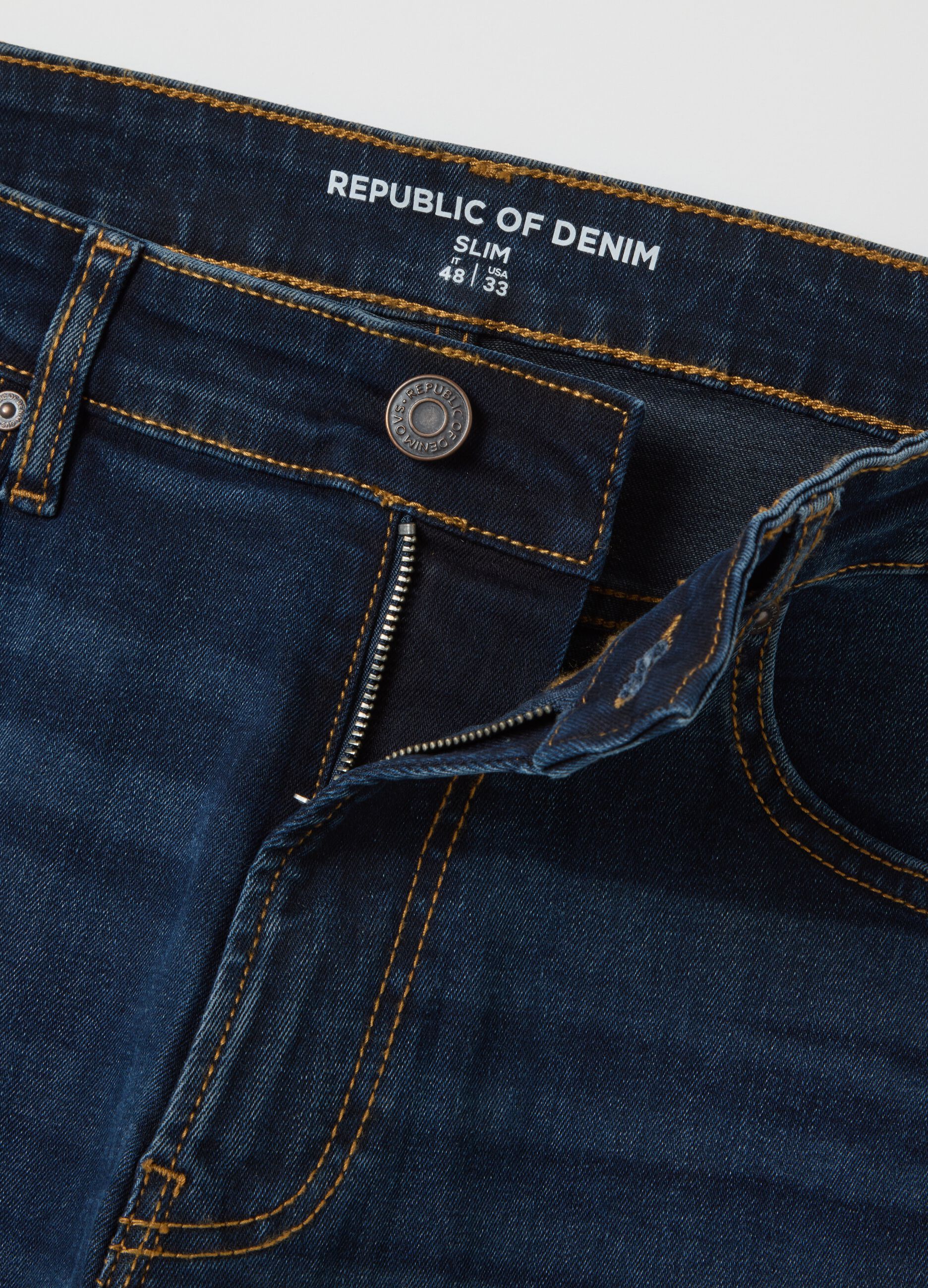 Blue slim fit denim trousers