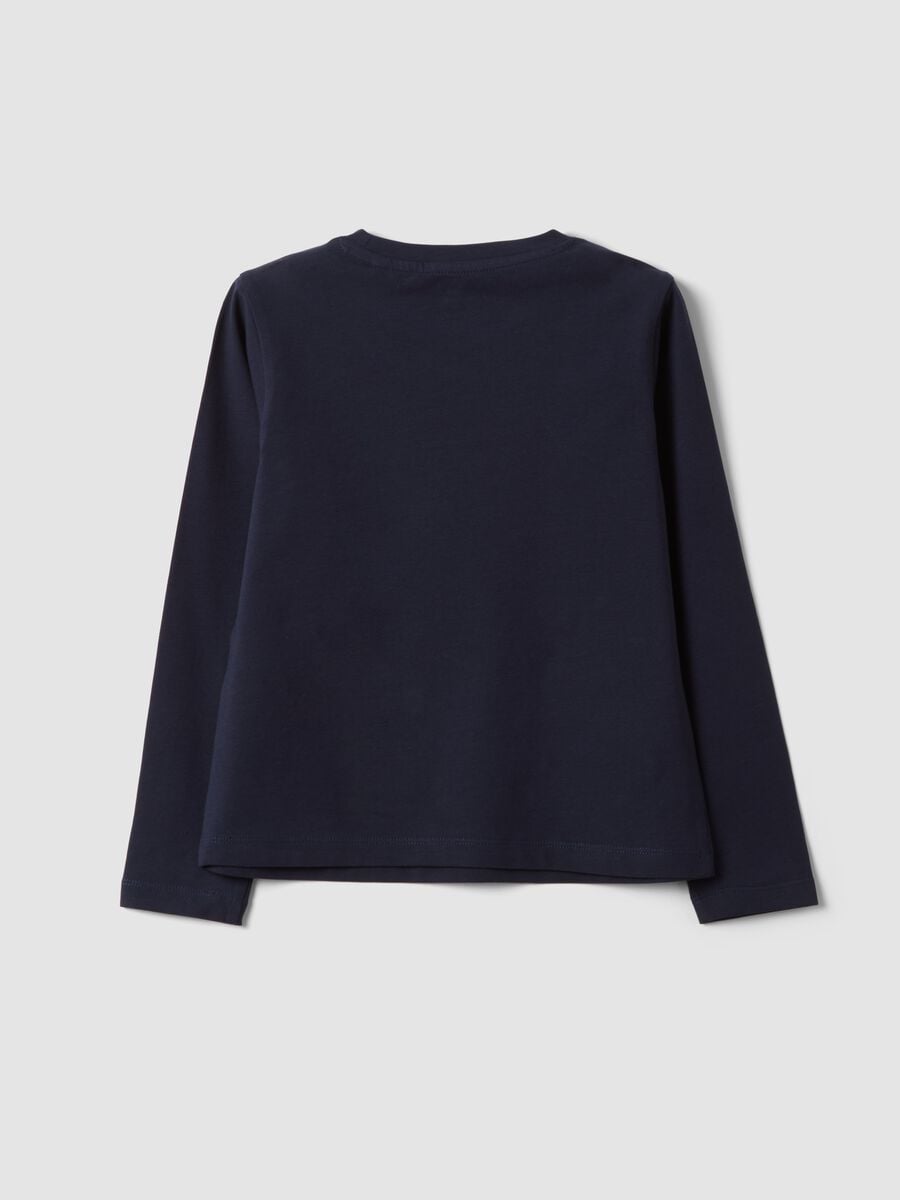 Blue stretch cotton crew-neck T-shirt_1