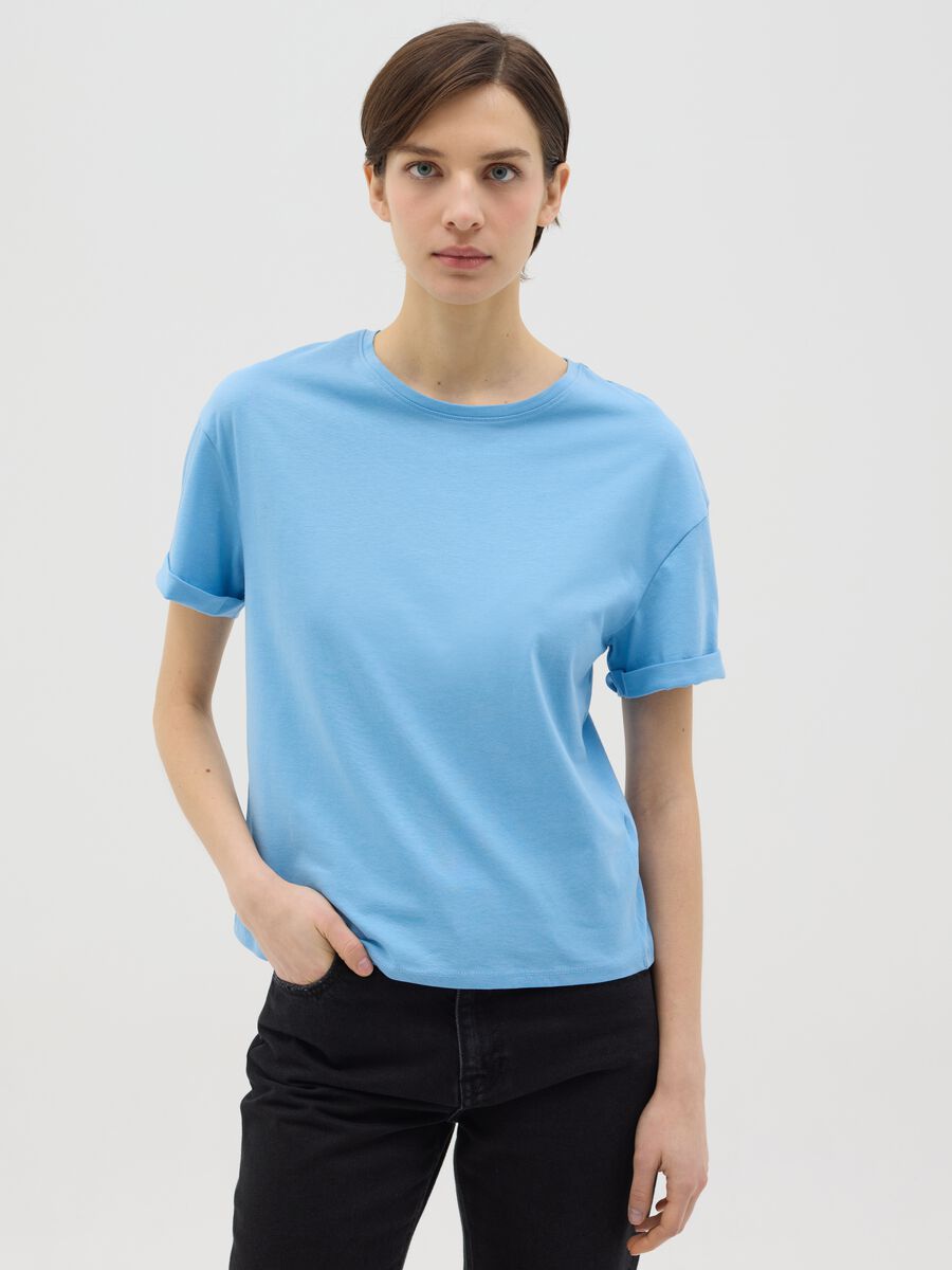 Light blue boxy-fit T-shirt in cotton_0
