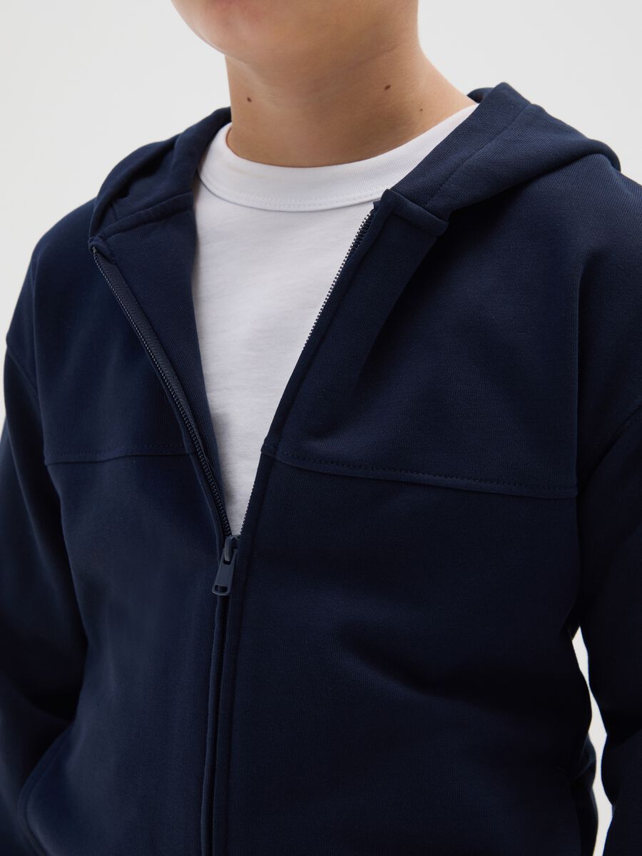 Felpa da ragazzo in puro cotone blu regular fit_2