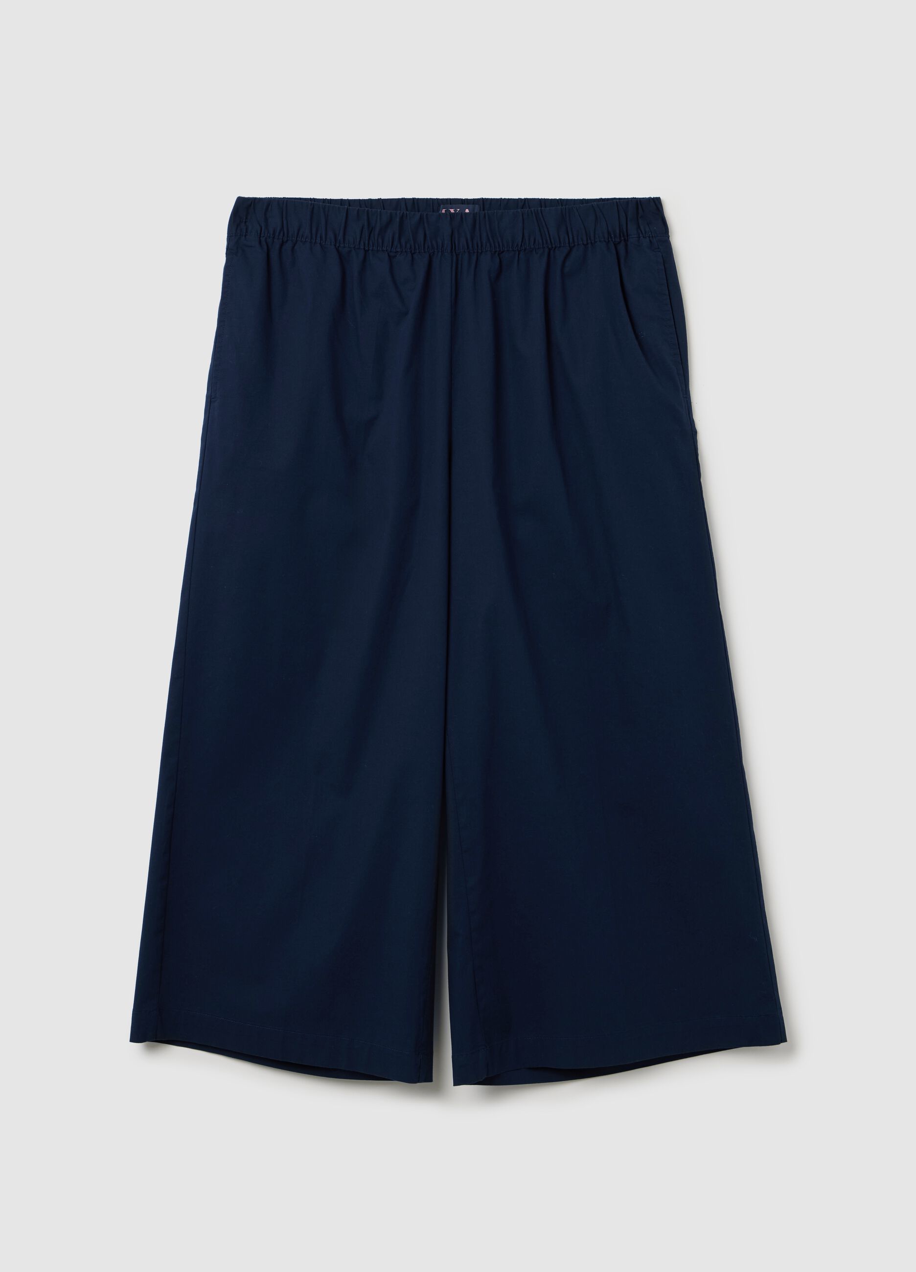 Wide Blue Stretch Cotton Trousers Mya