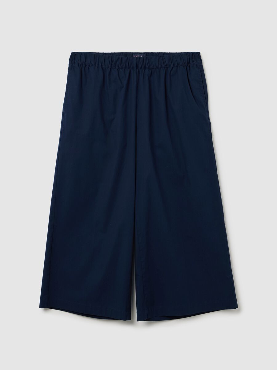 Wide Blue Stretch Cotton Trousers Mya_0