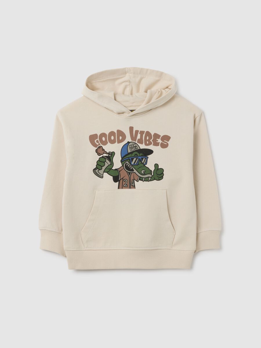 Beige Regular Fit Kids' Sweatshirt in Pure Cotton_0