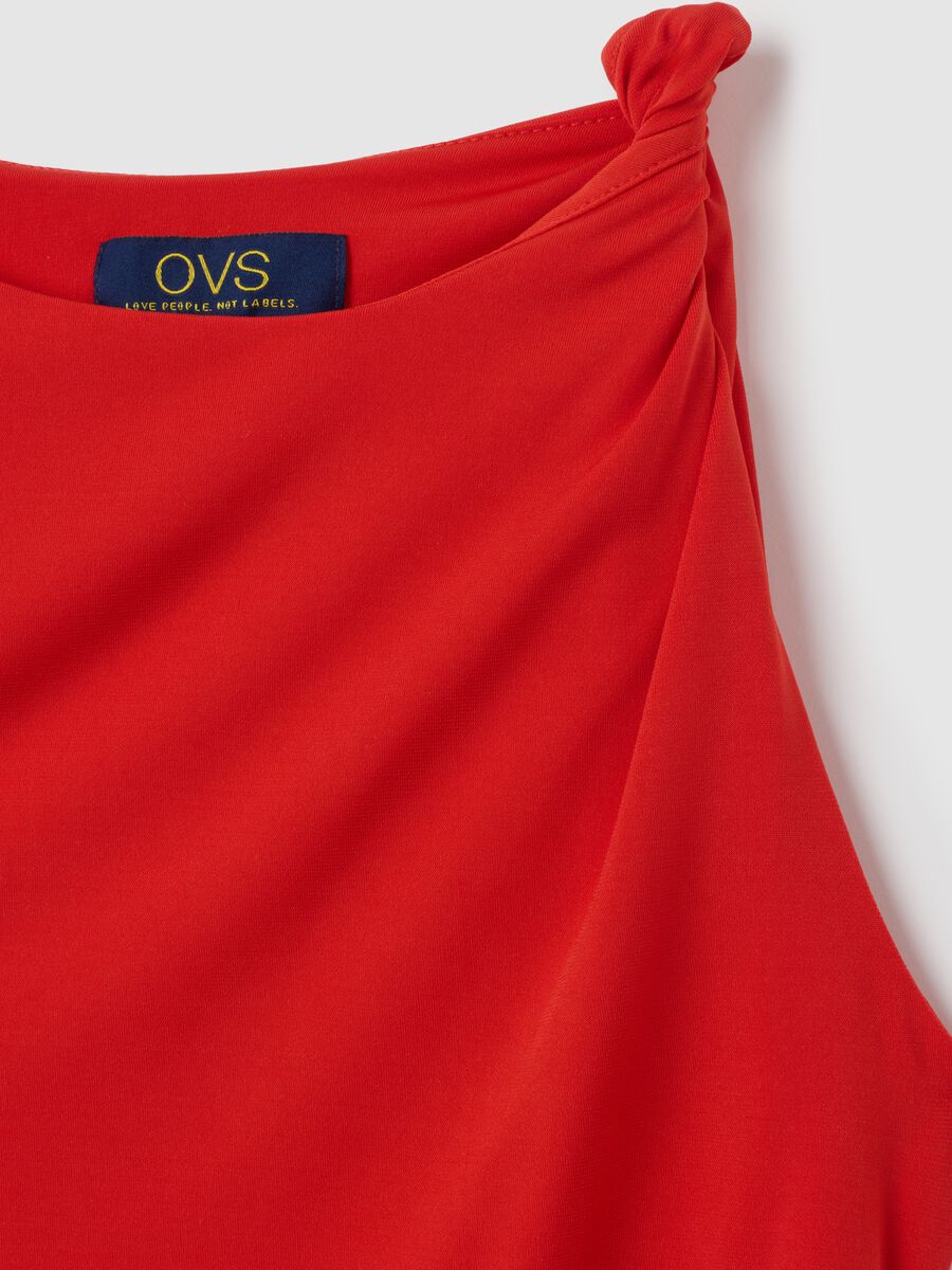 Women's long dress in red stretch fabric regular fit_1