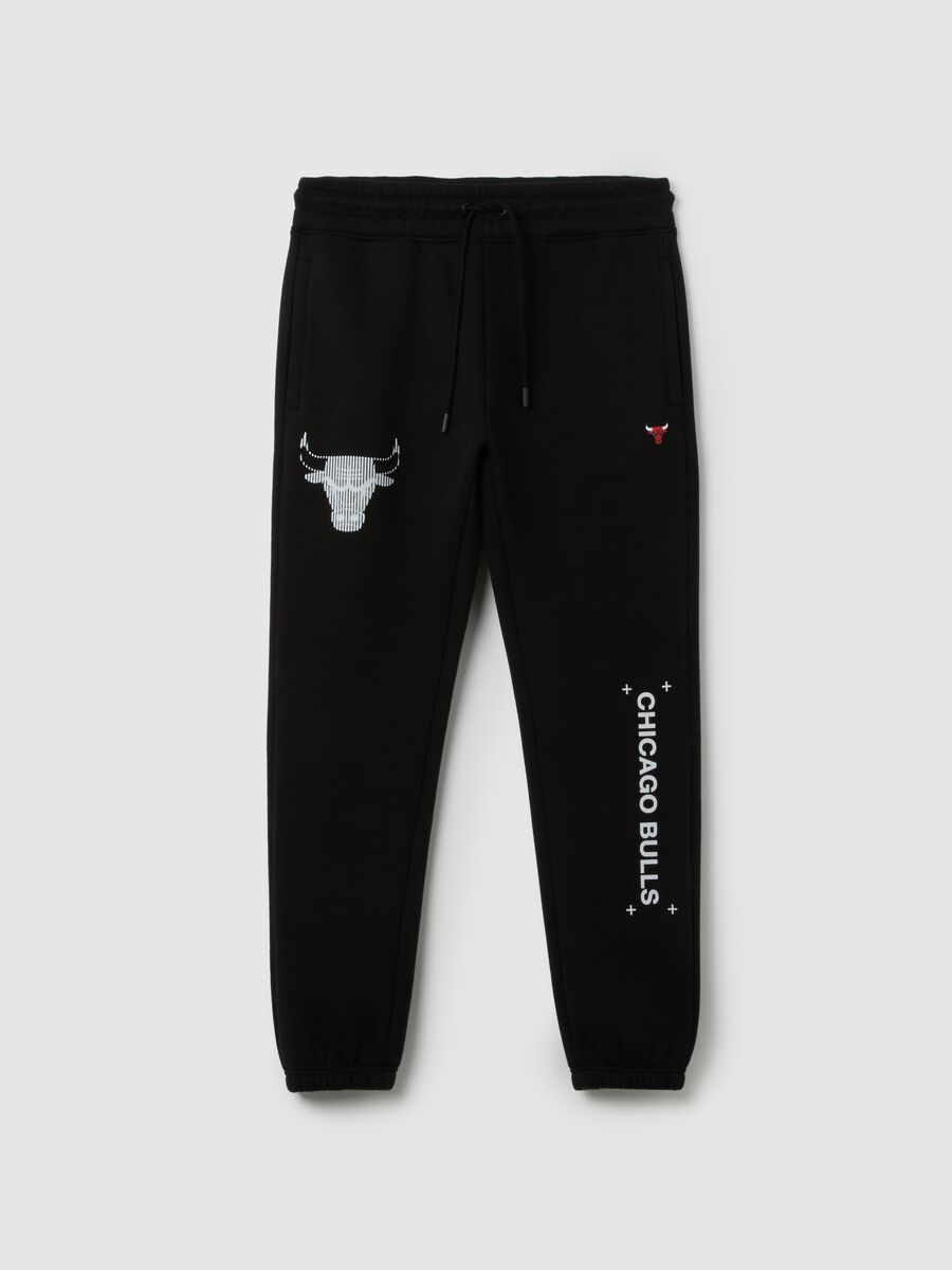 Pantaloni in misto cotone nero con logo Chicago Bulls_4