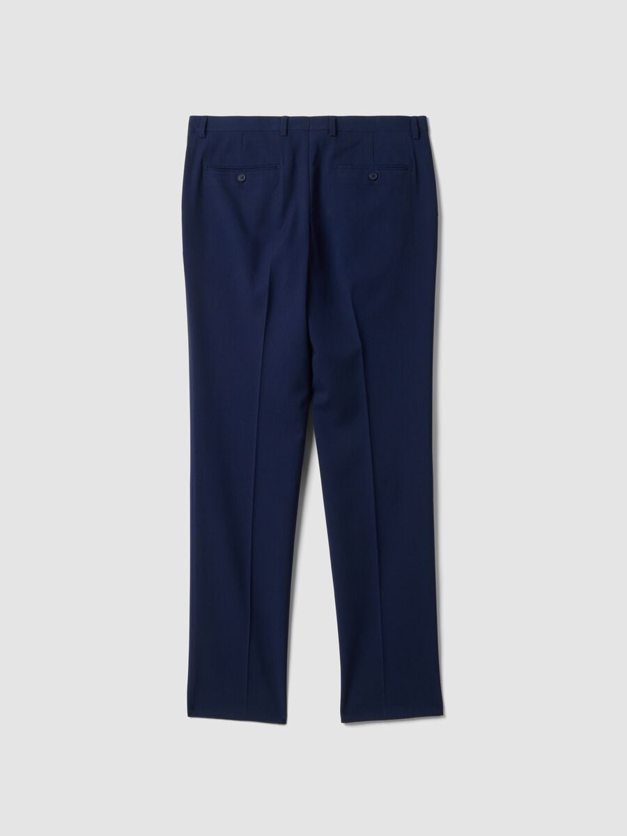 Pantaloni formali blu in viscosa elasticizzata slim fit_2