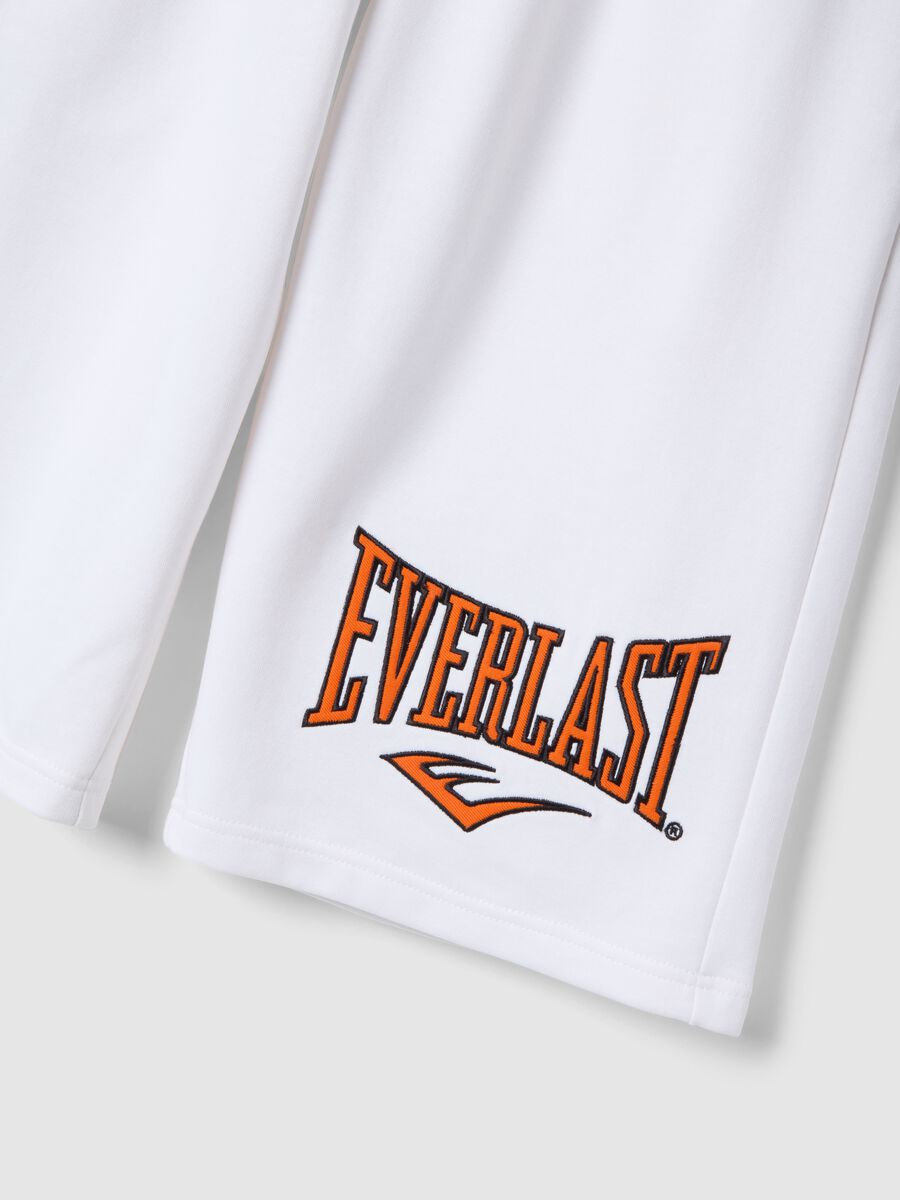 White cotton blend shorts regular fit with Everlast logo_5