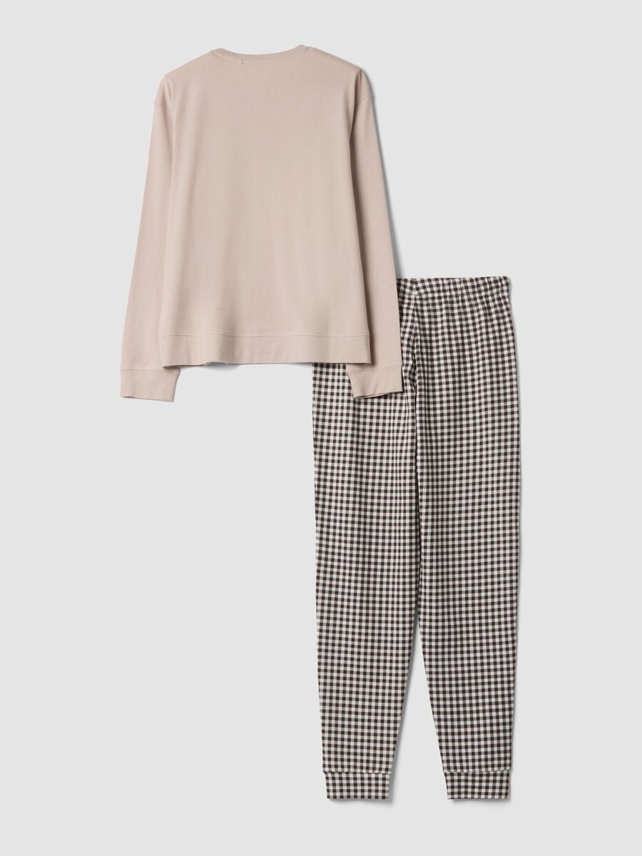 Taupe grey organic cotton pyjamas with print_6