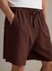 Brown cotton-blend jogger shorts with drawstring, relaxed fit_3