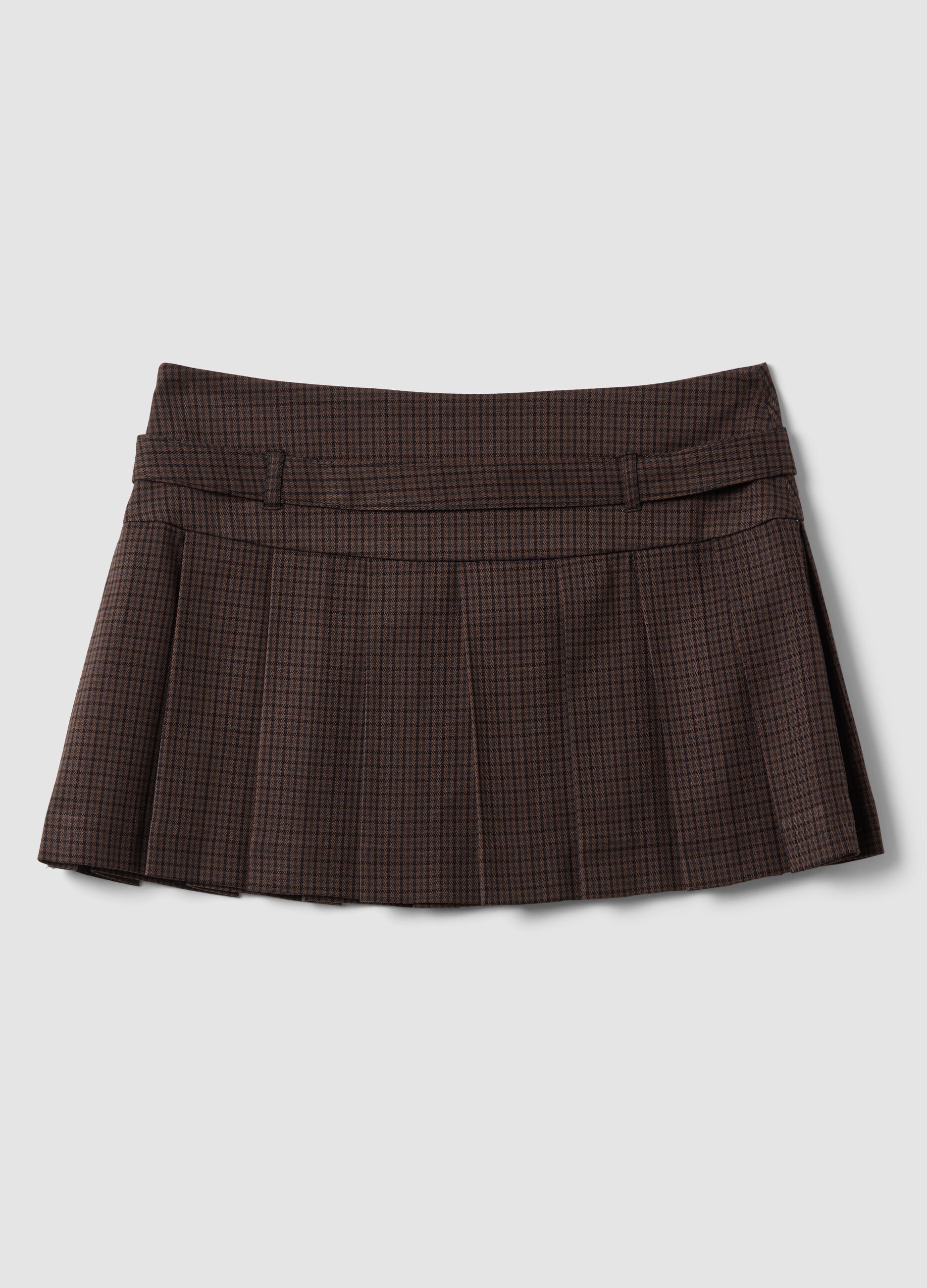 Brown pleated skirt in stretch viscose