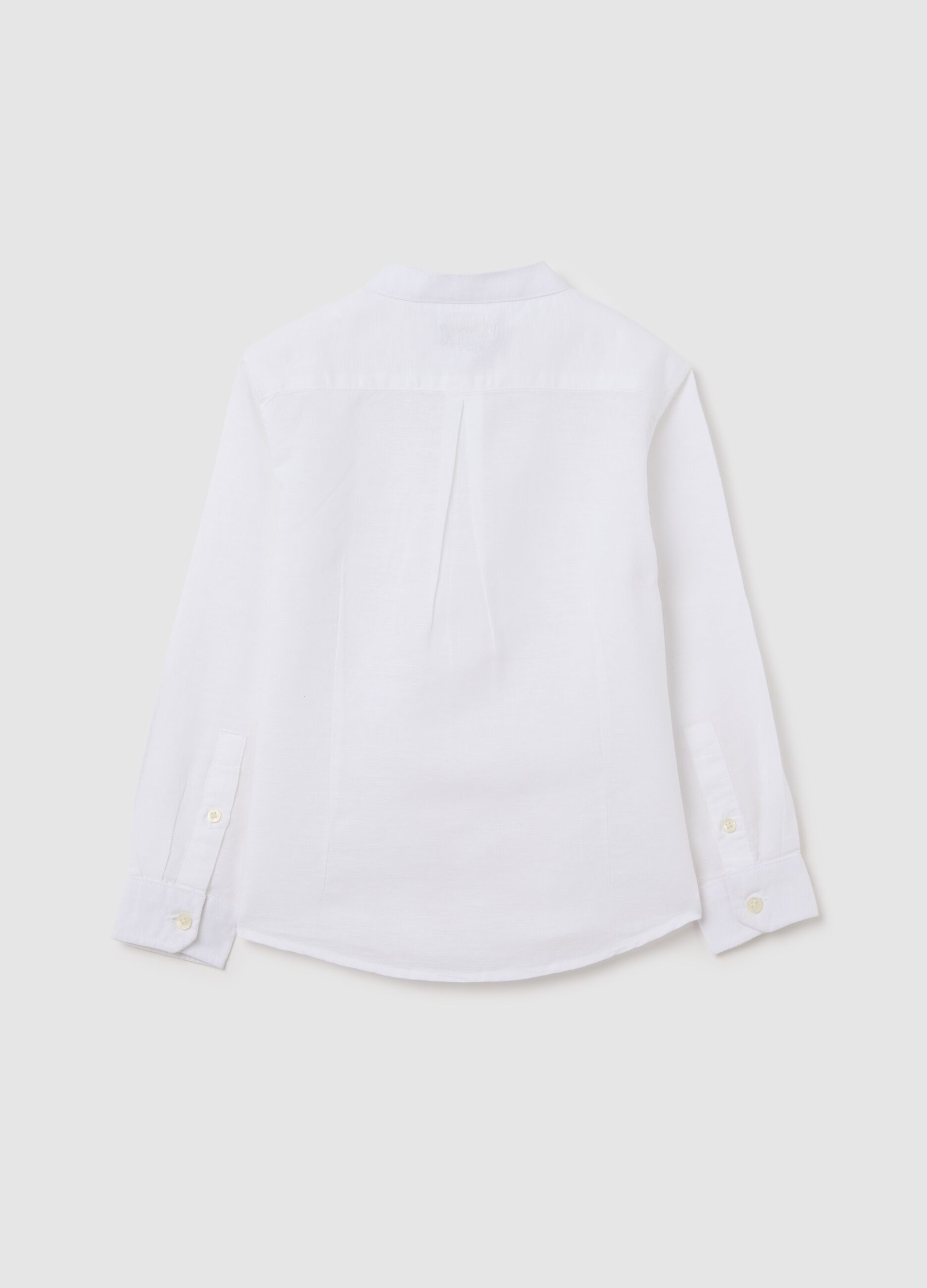 OVS Kids White Long Sleeve Linen and Cotton Shirt