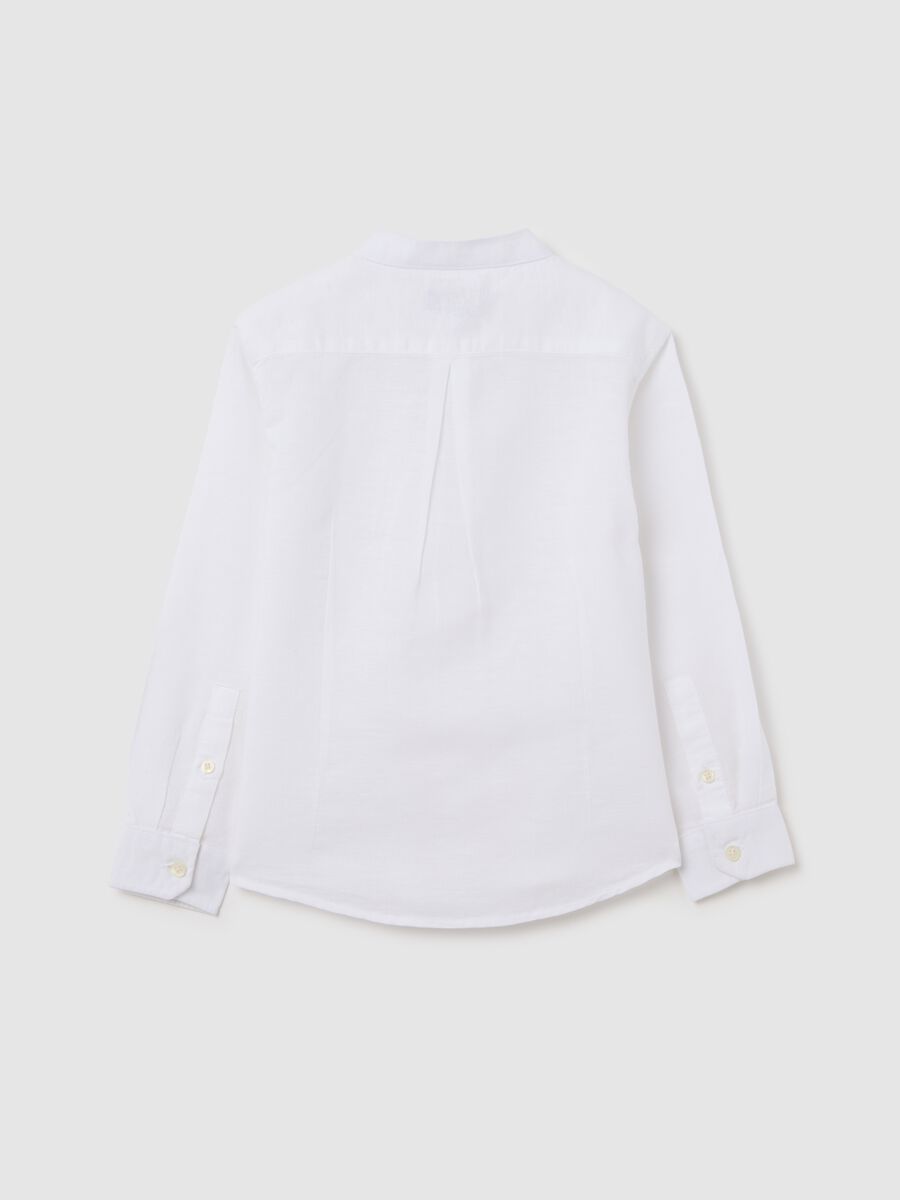 OVS Kids White Long Sleeve Linen and Cotton Shirt_1