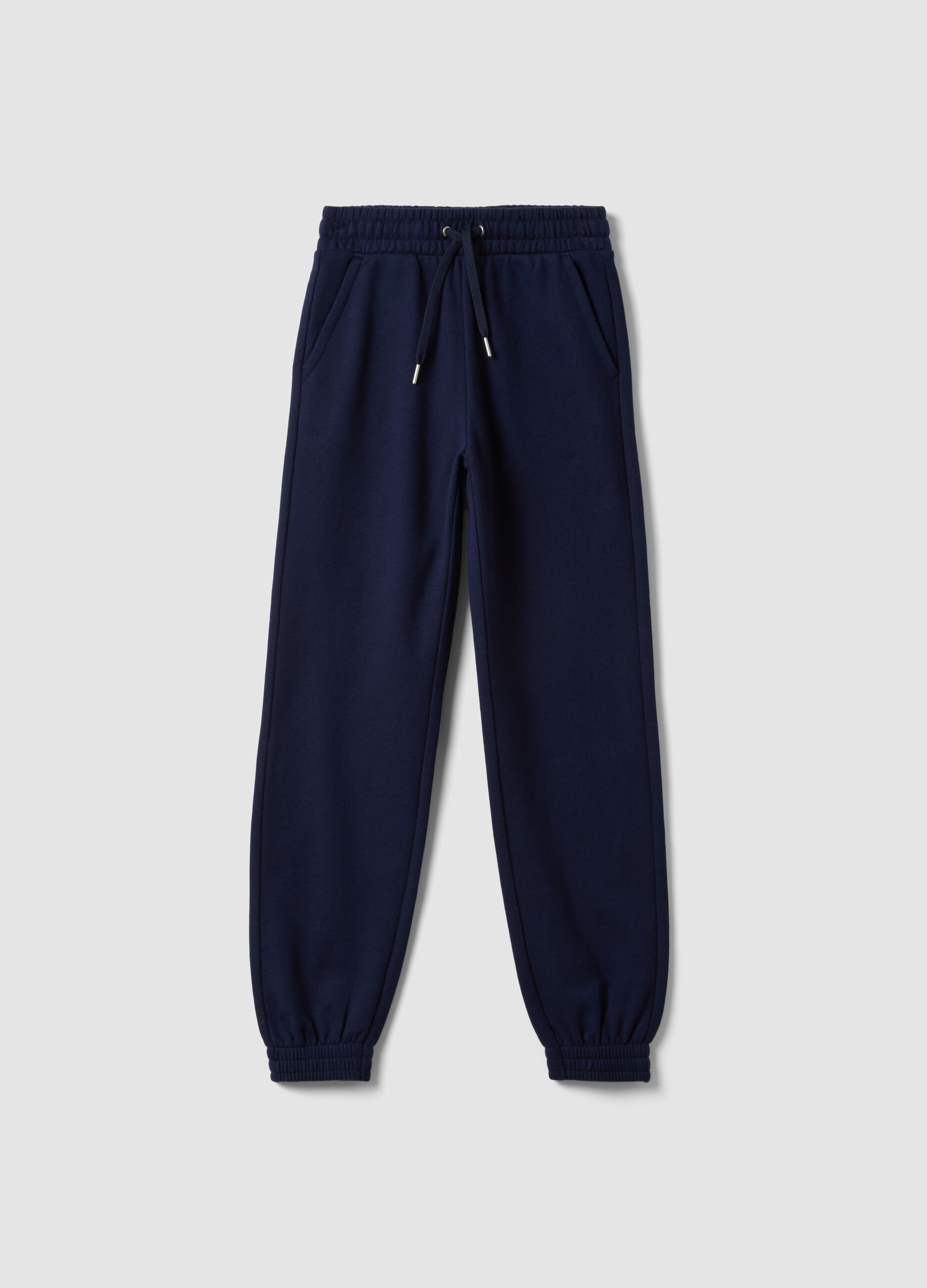 Blue organic cotton joggers, regular fit, for girls