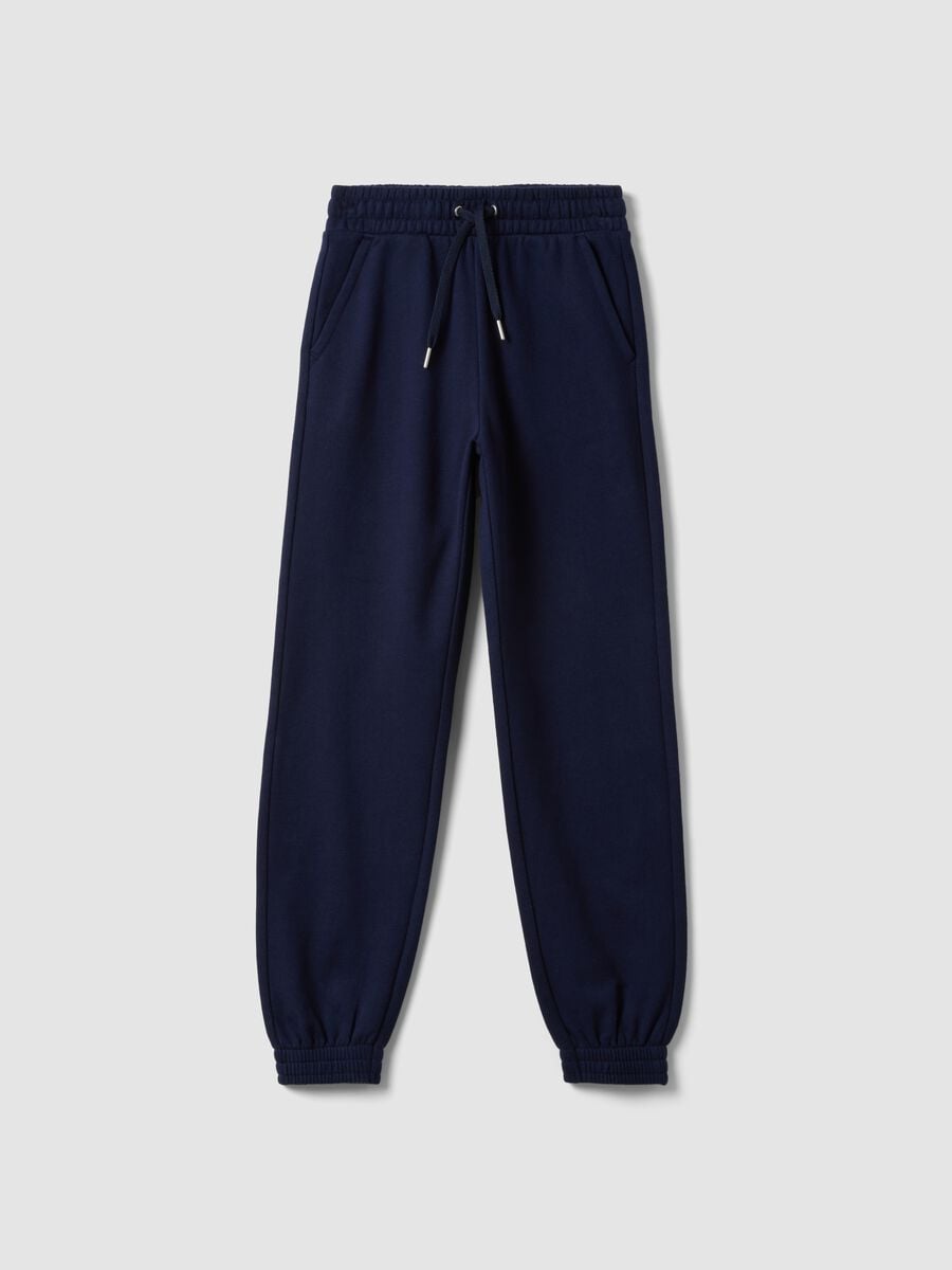 Pantaloni jogger blu in puro cotone organico regular fit per ragazza_0