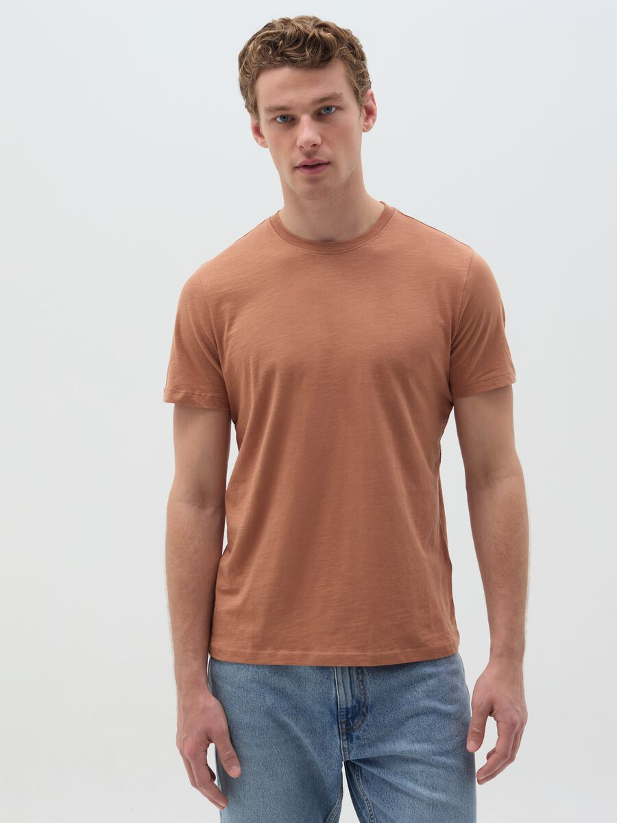 T-shirt in slub cotton with round neck_0